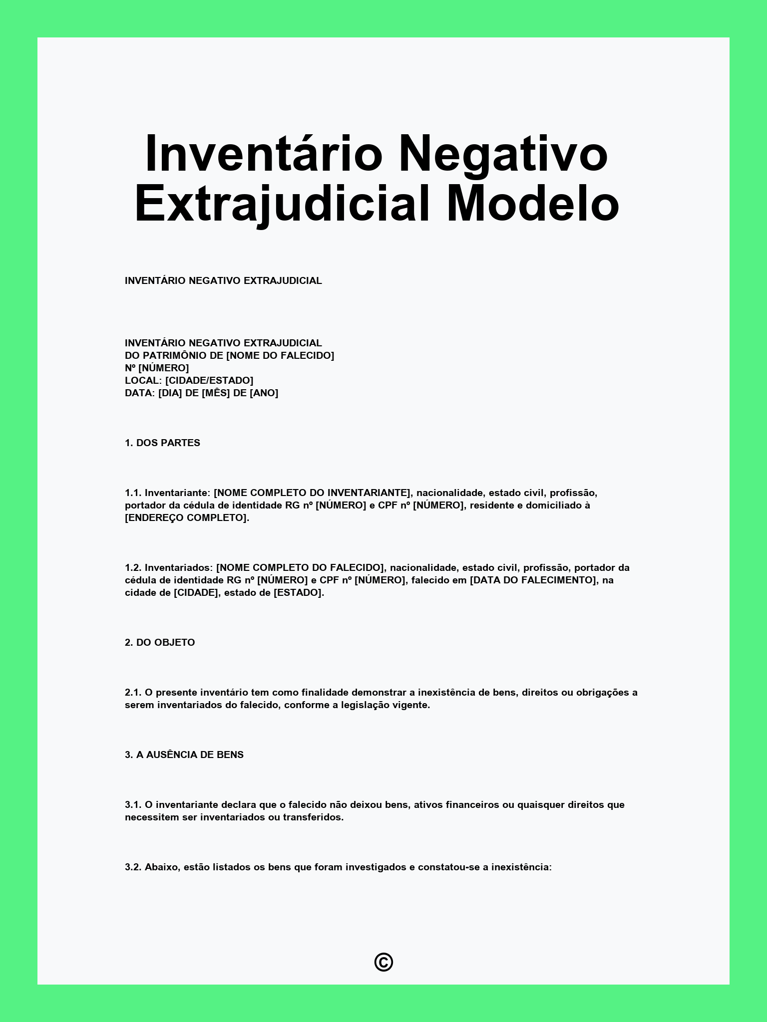 Inventário Negativo Extrajudicial Modelo