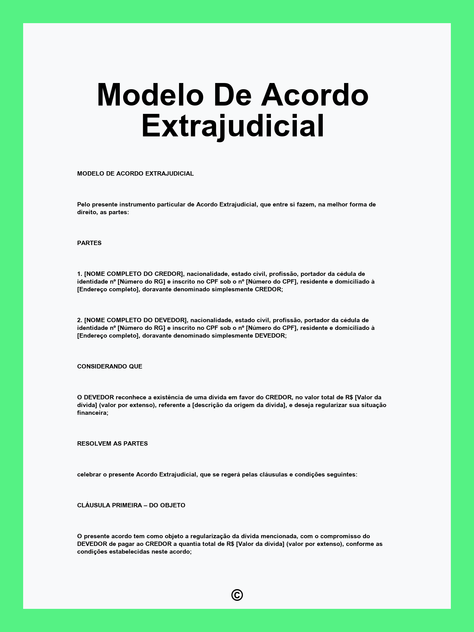 Modelo De Acordo Extrajudicial