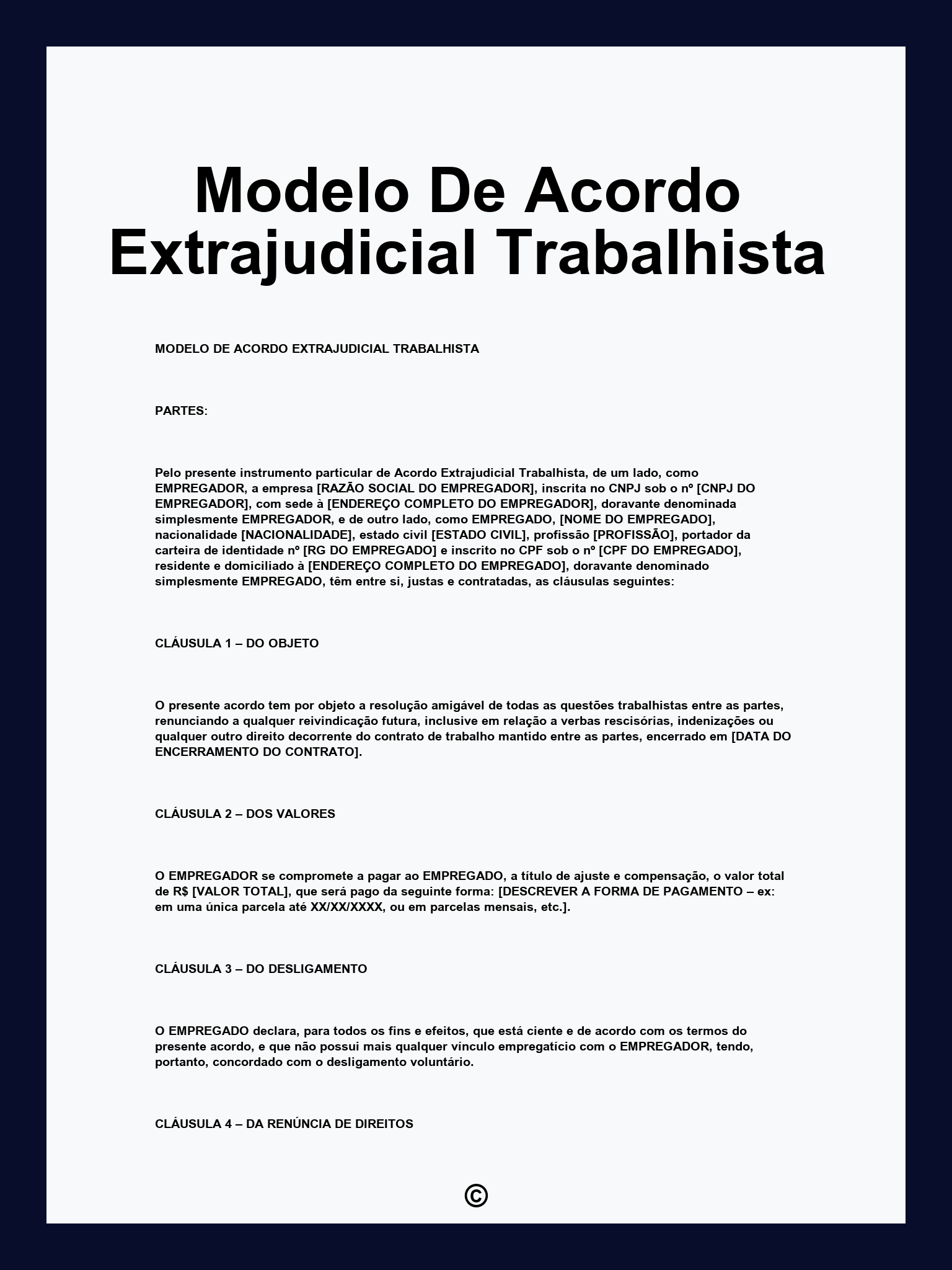 Modelo De Acordo Extrajudicial Trabalhista