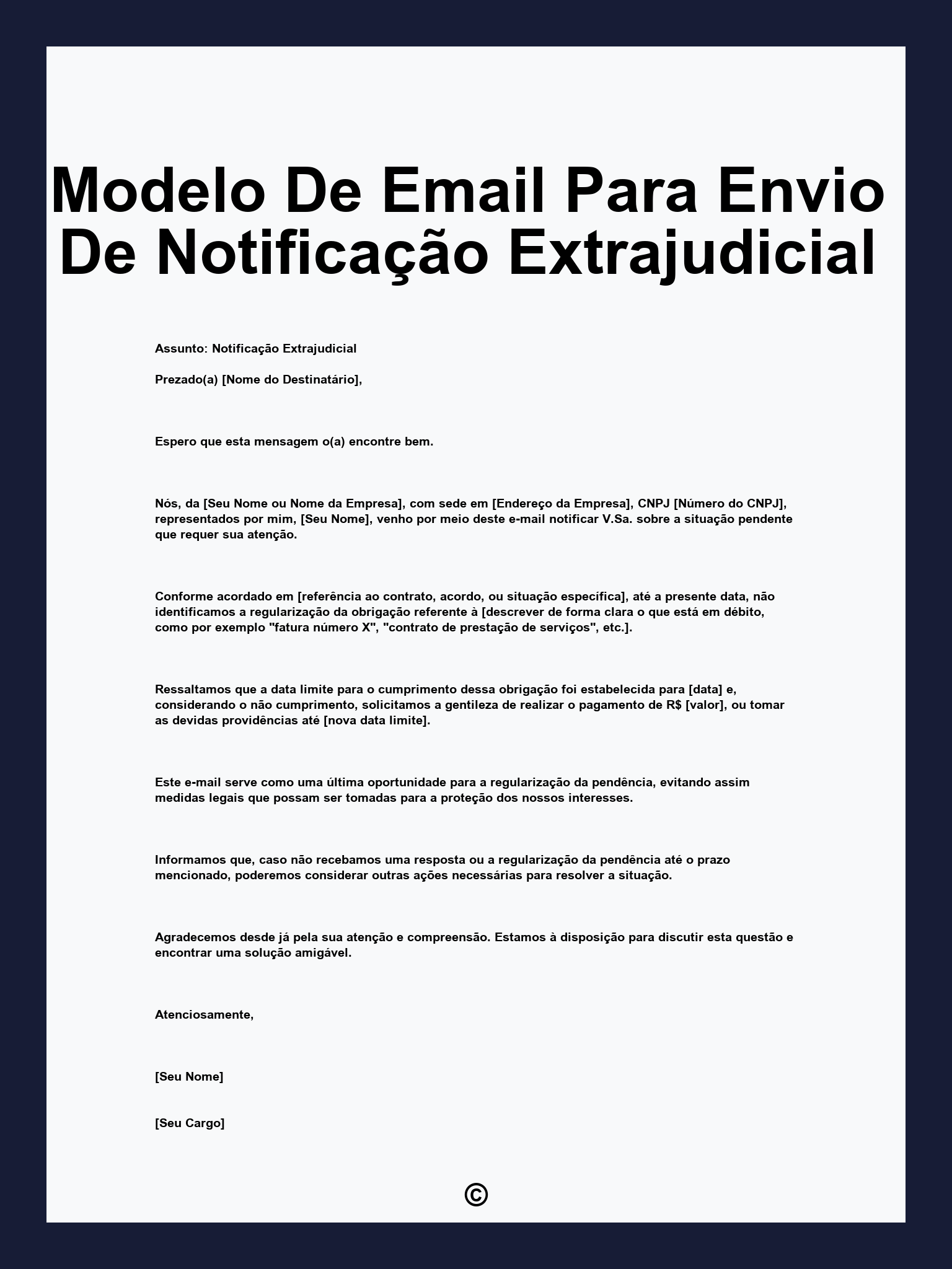 Modelo De Email Para Envio De Notificação Extrajudicial
