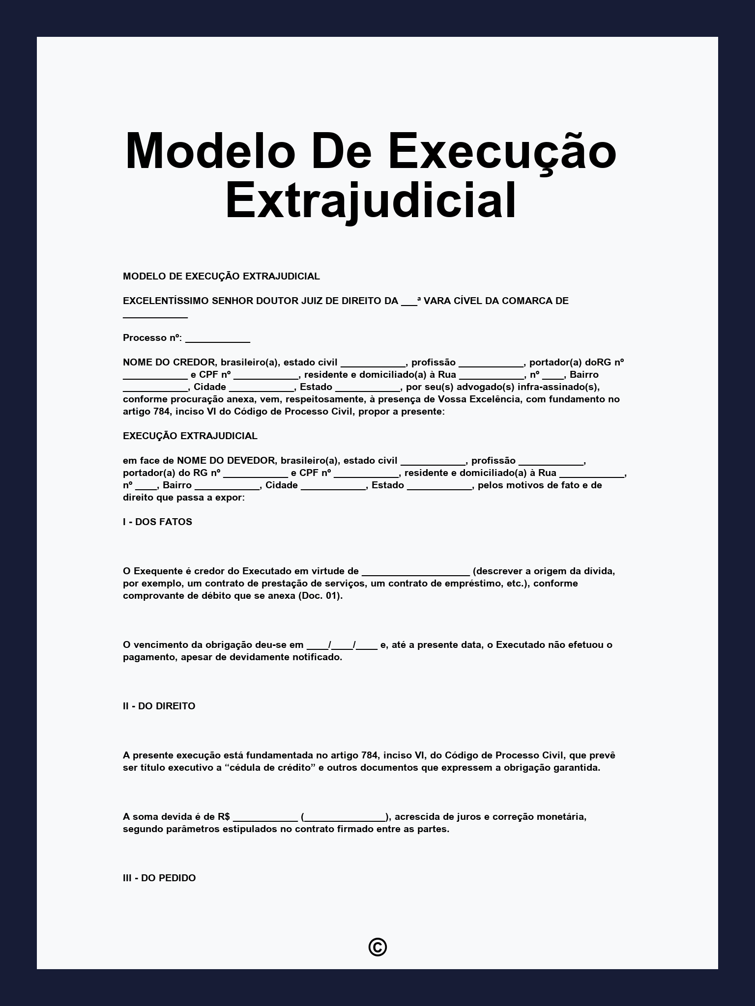 Modelo De Execução Extrajudicial