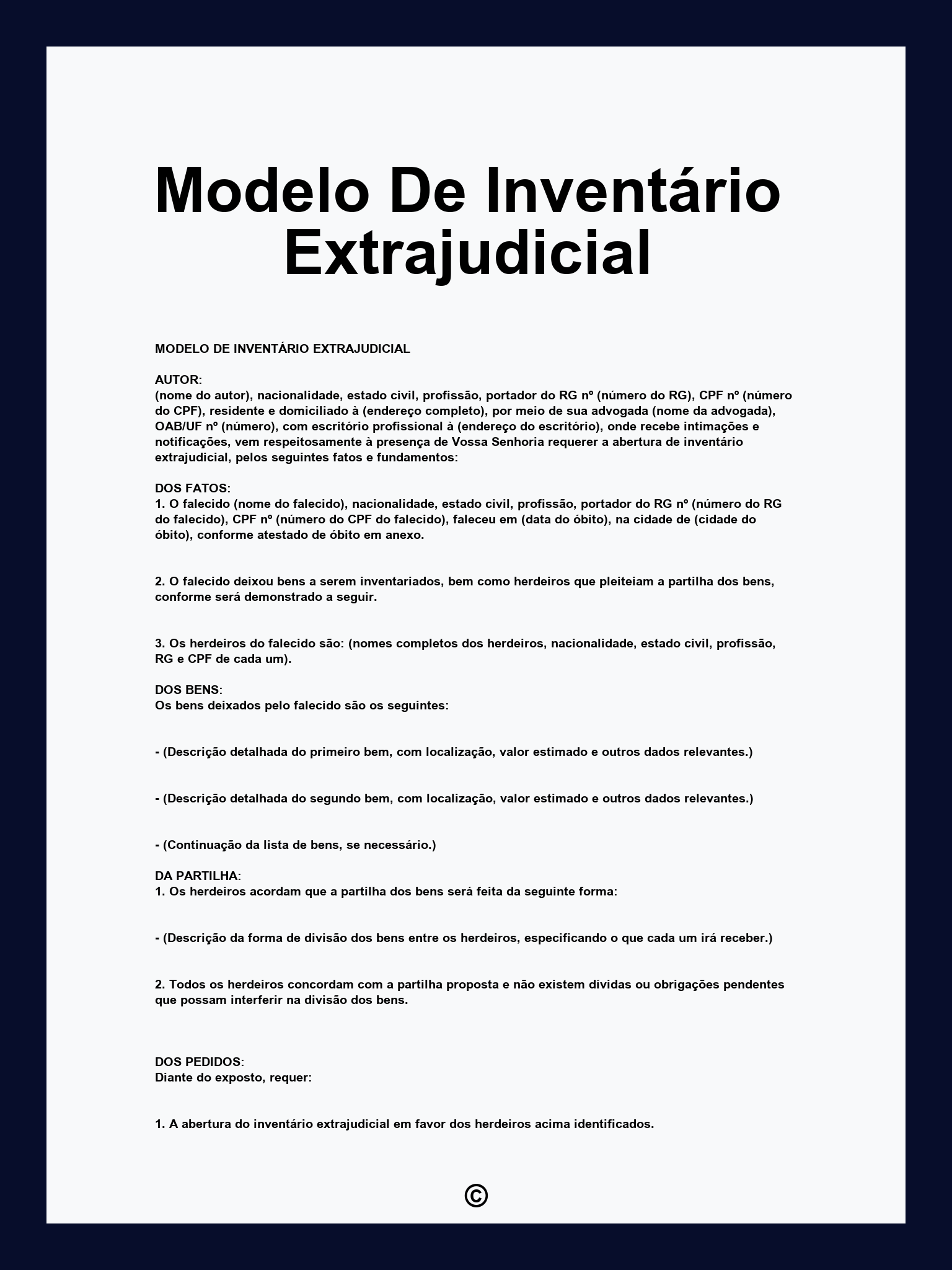 Modelo De Inventário Extrajudicial