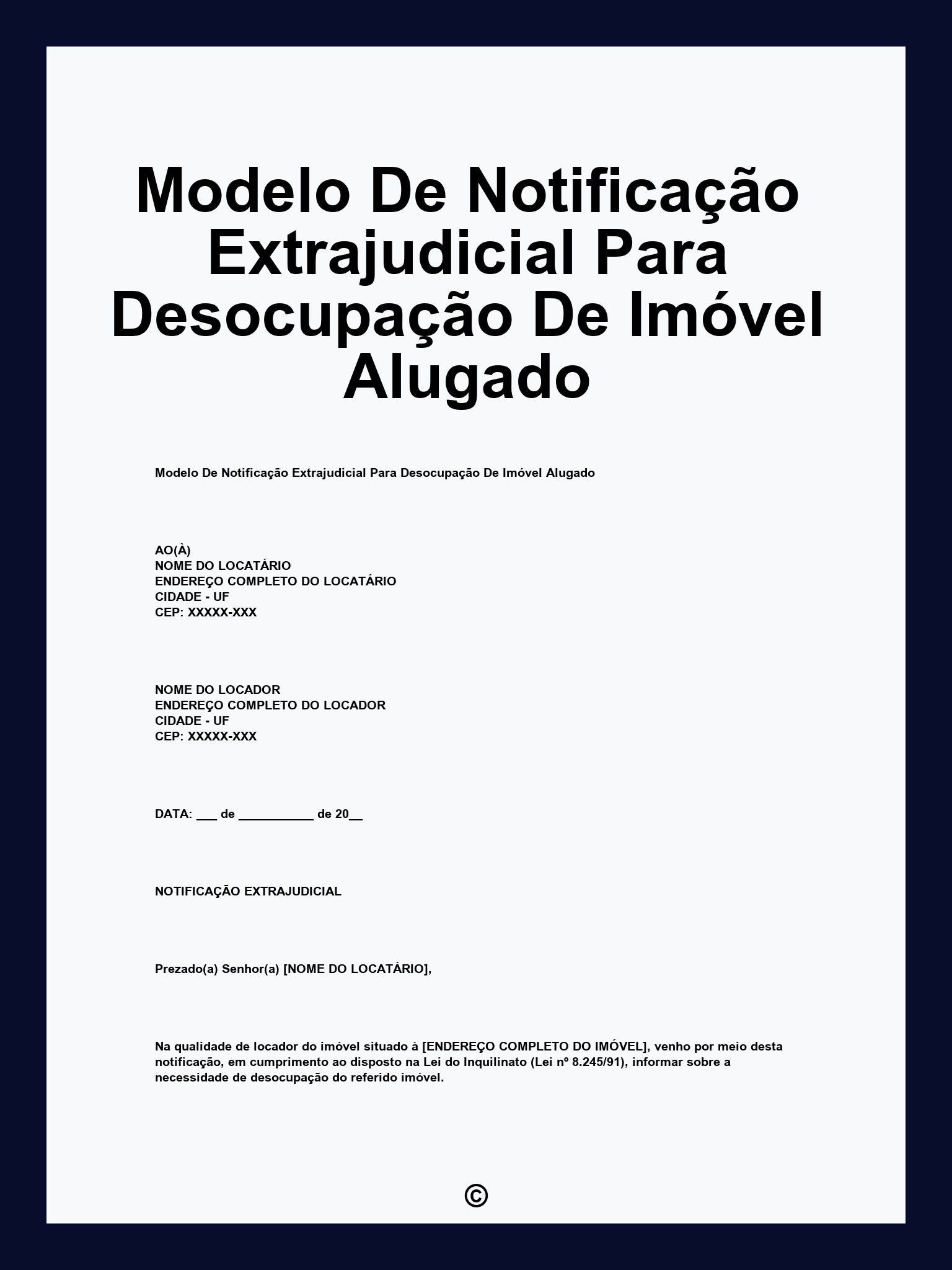 Modelo De Notificação Extrajudicial Para Desocupação De Imóvel Alugado