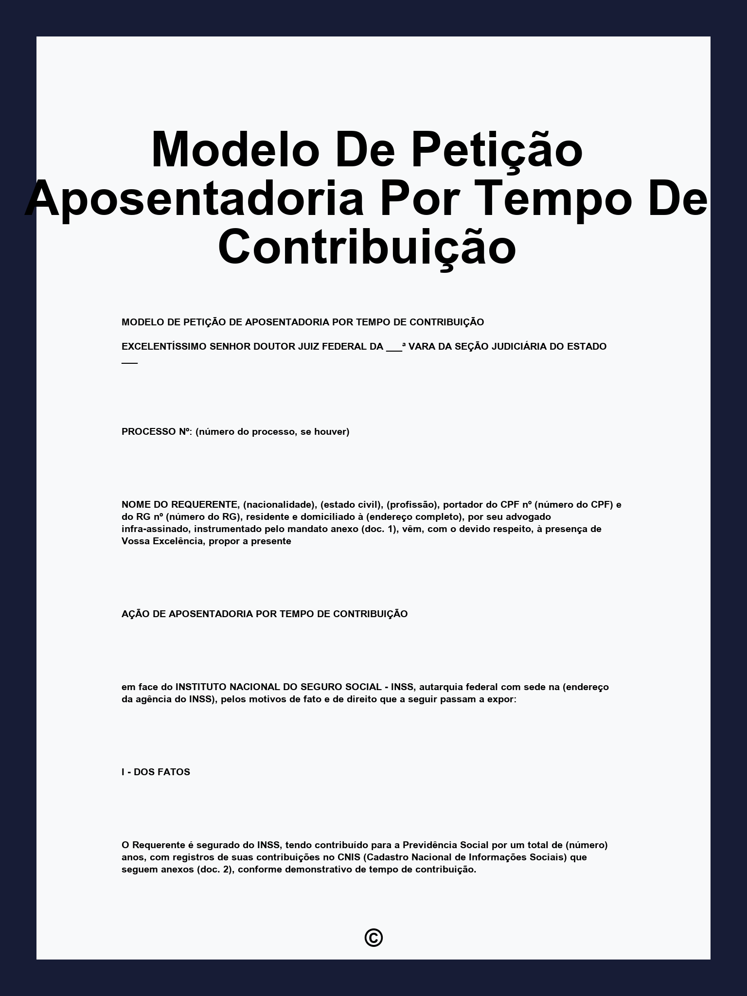 Modelo De Petição Aposentadoria Por Tempo De Contribuição