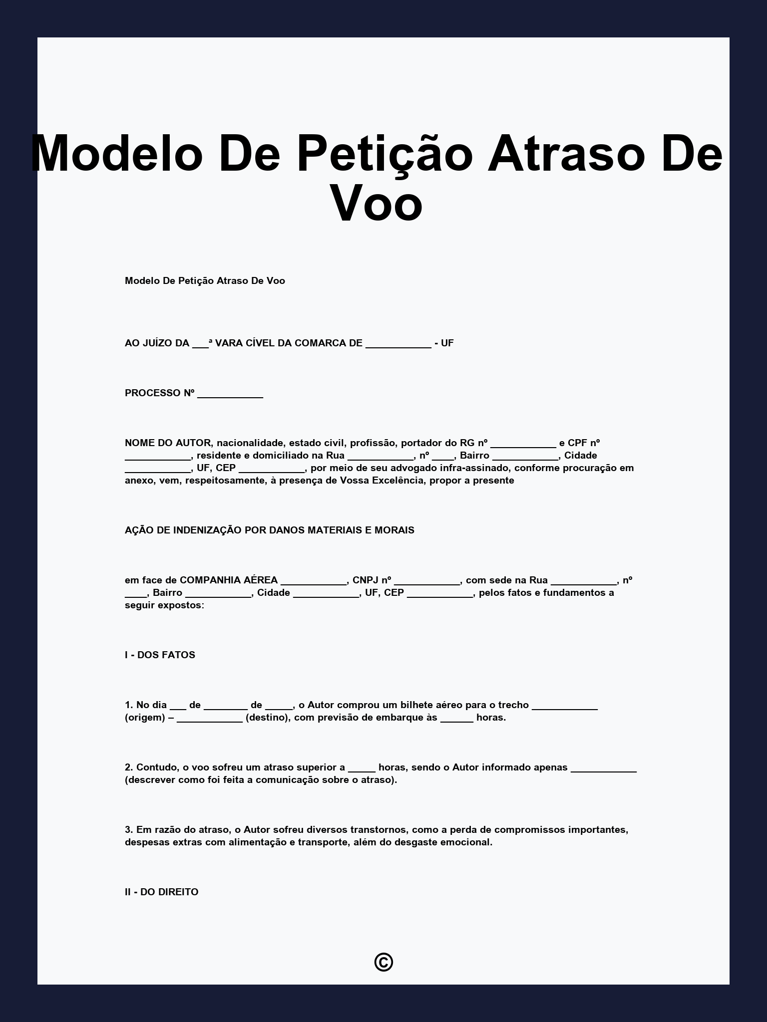 Modelo De Petição Atraso De Voo