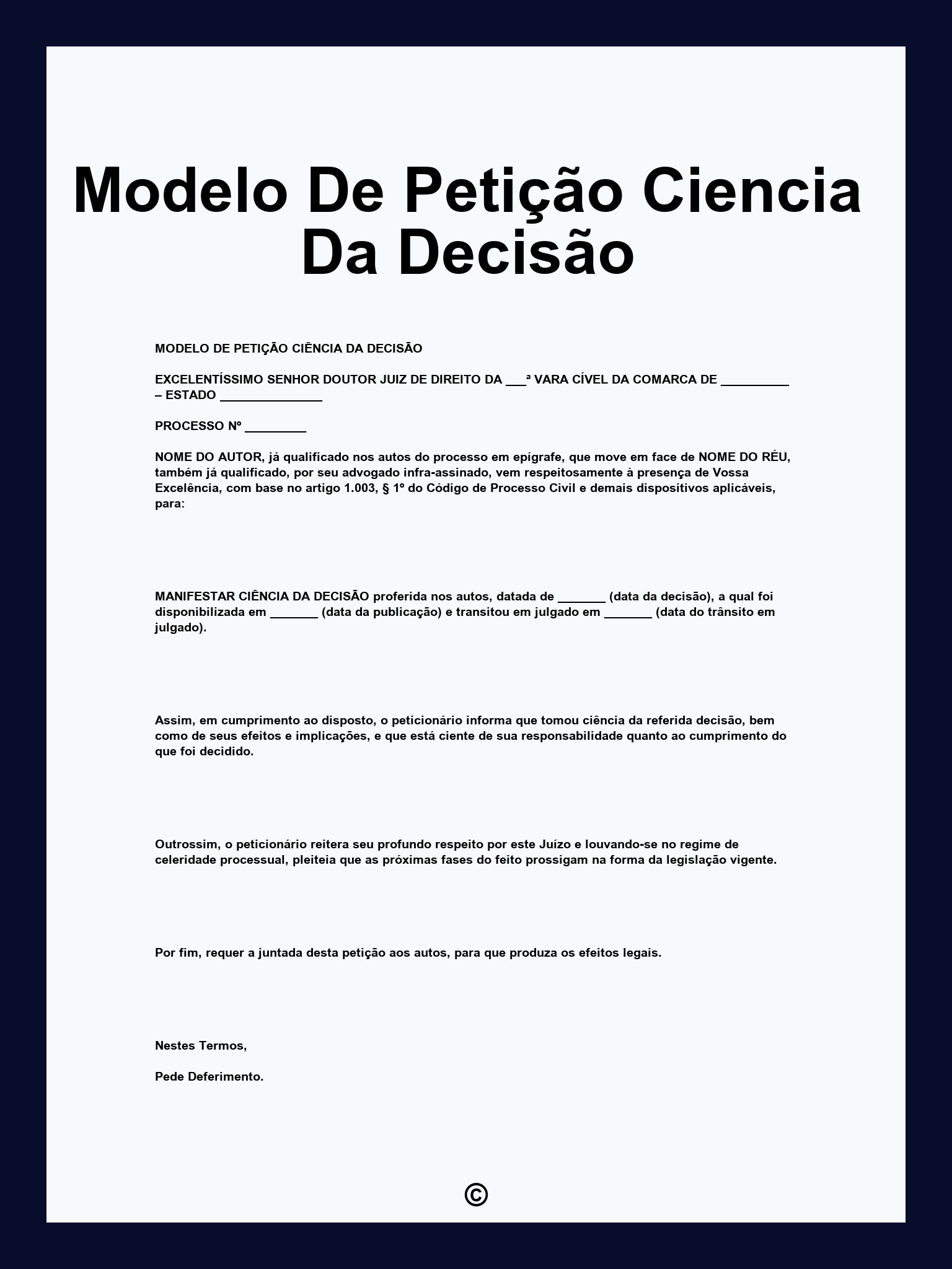 Modelo De Petição Ciencia Da Decisão