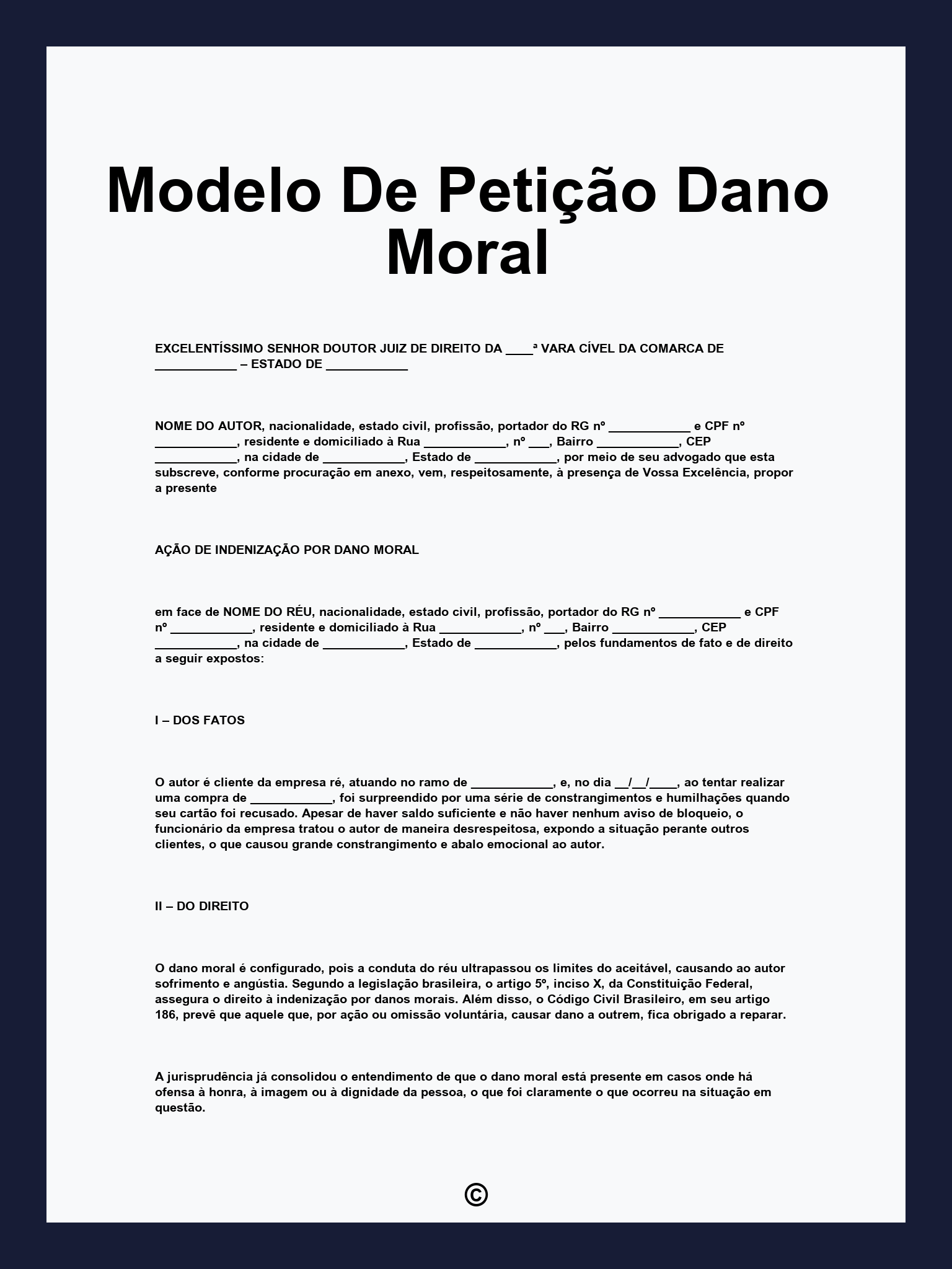 Modelo De Petição Dano Moral