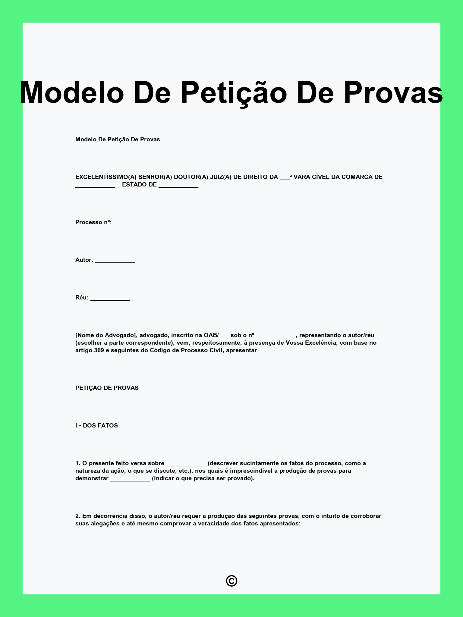 Modelo De Petição De Provas