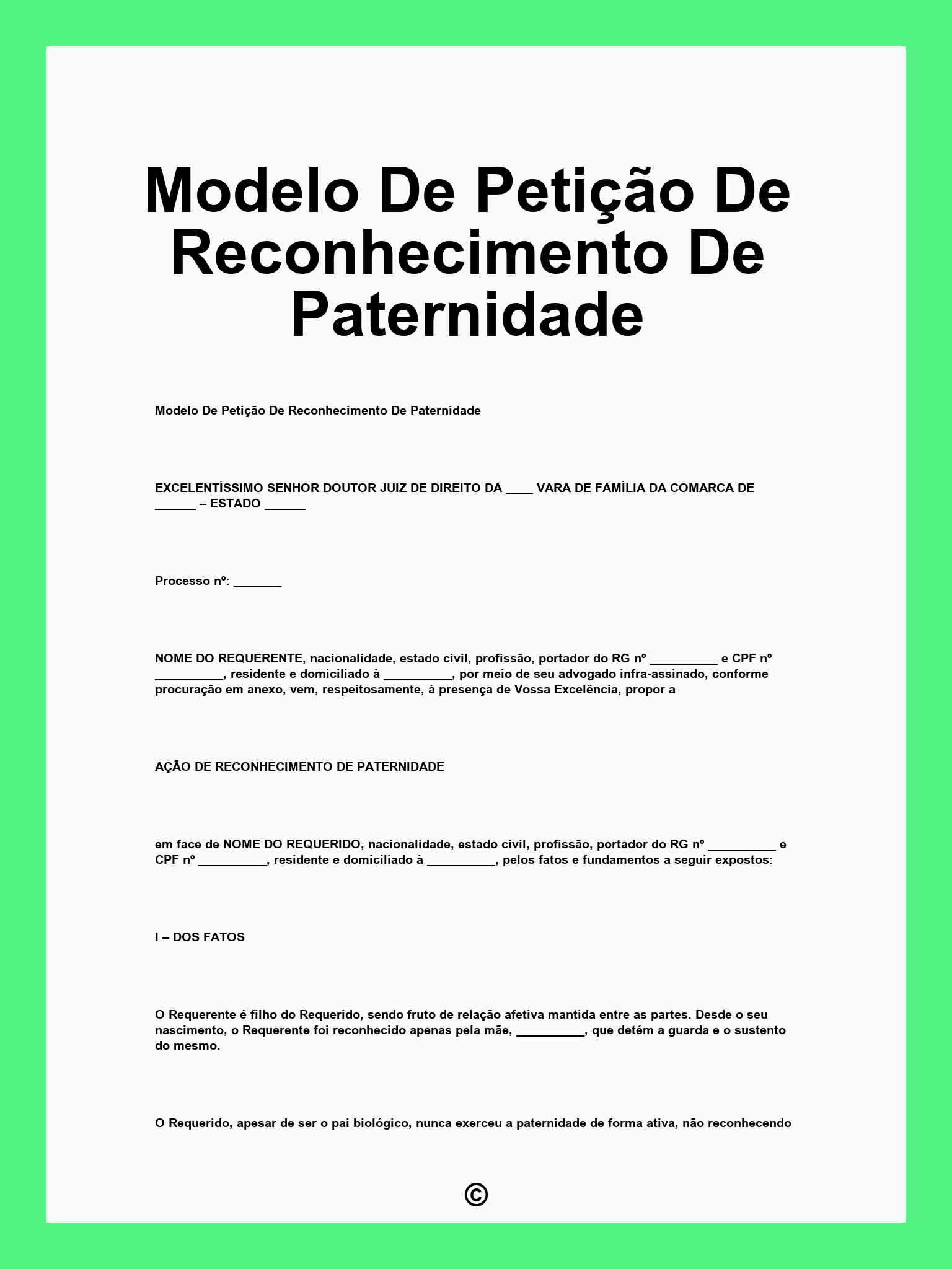 Modelo De Petição De Reconhecimento De Paternidade