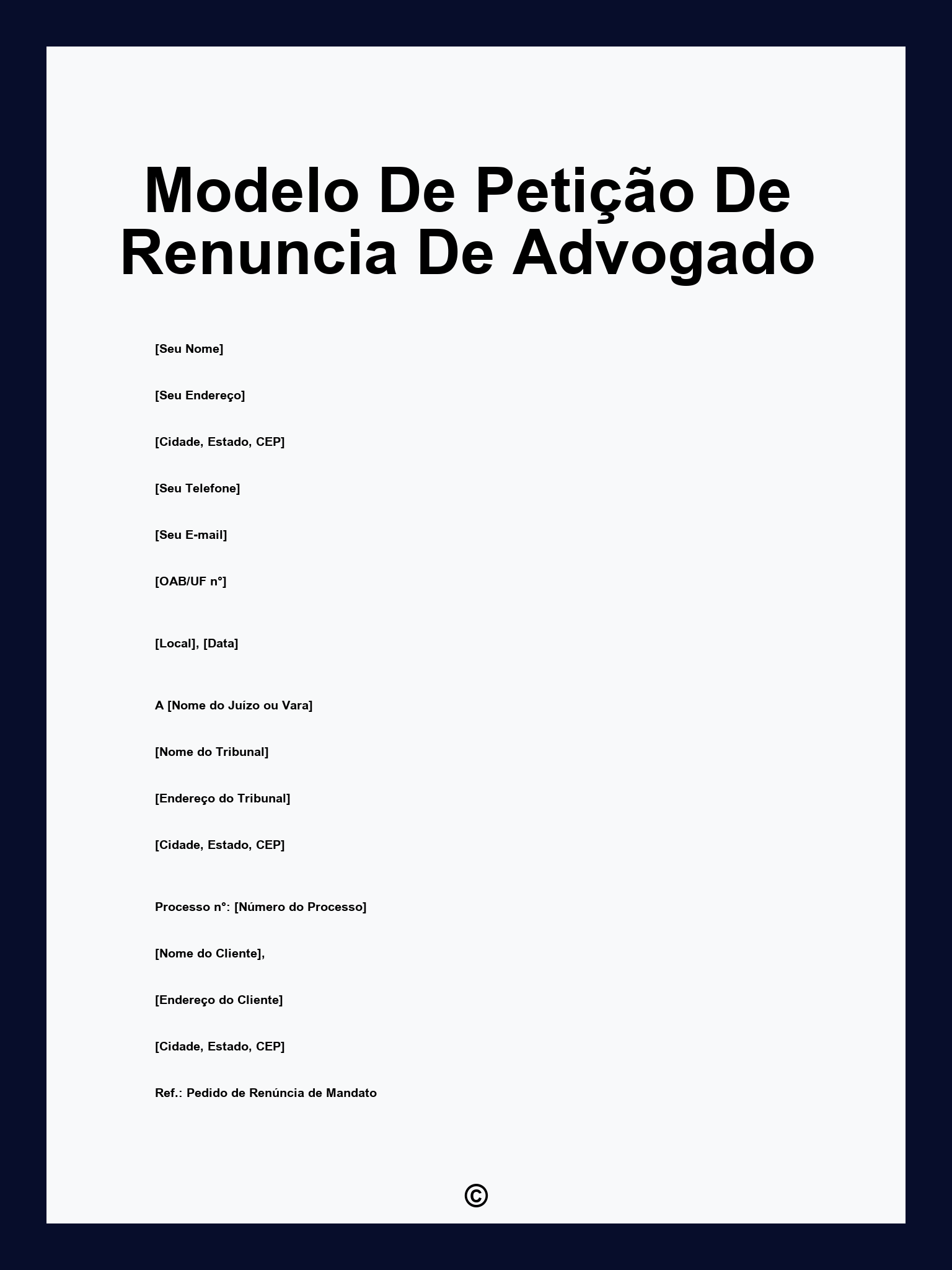 Modelo De Petição De Renuncia De Advogado