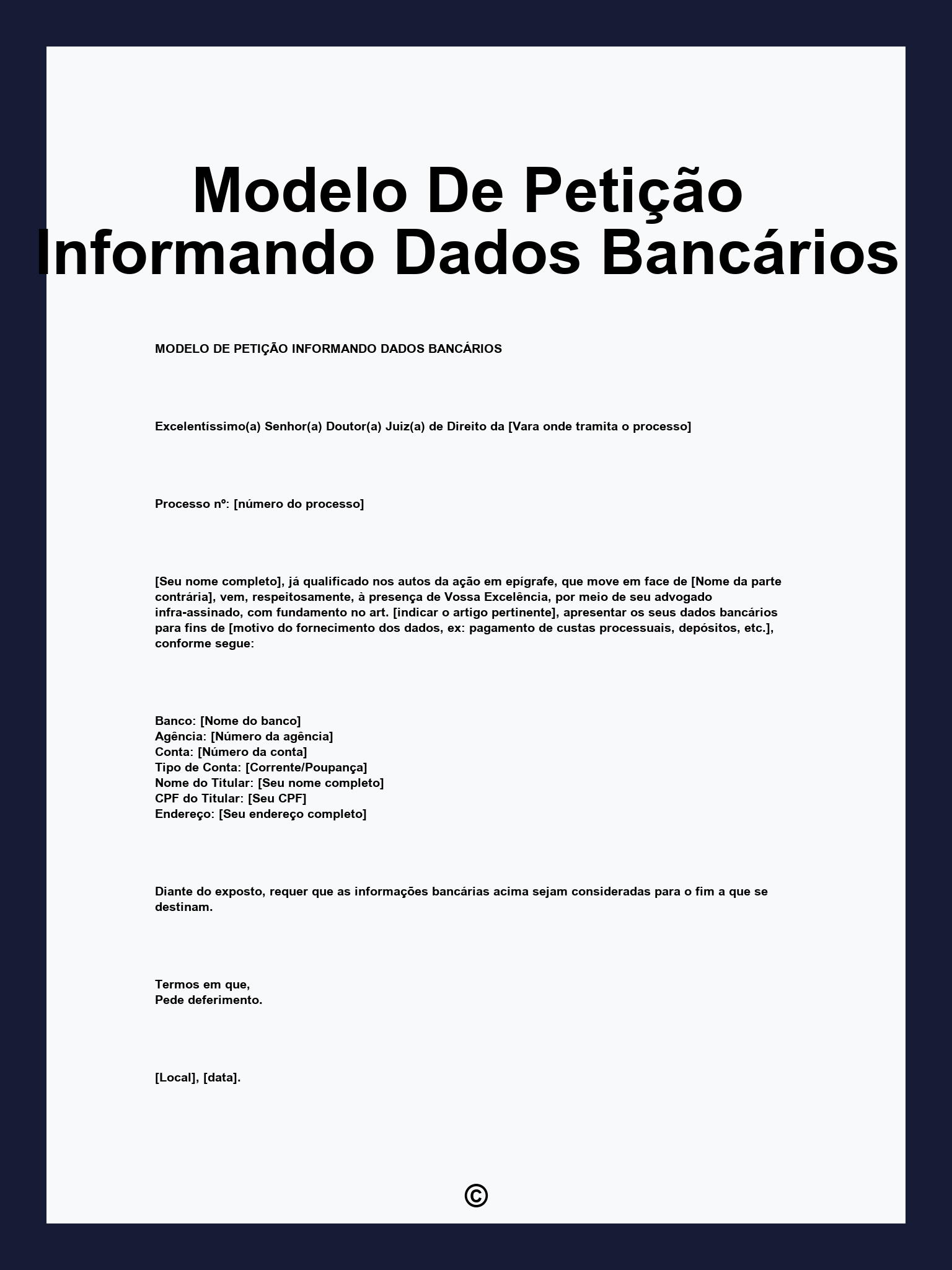 Modelo De Petição Informando Dados Bancários
