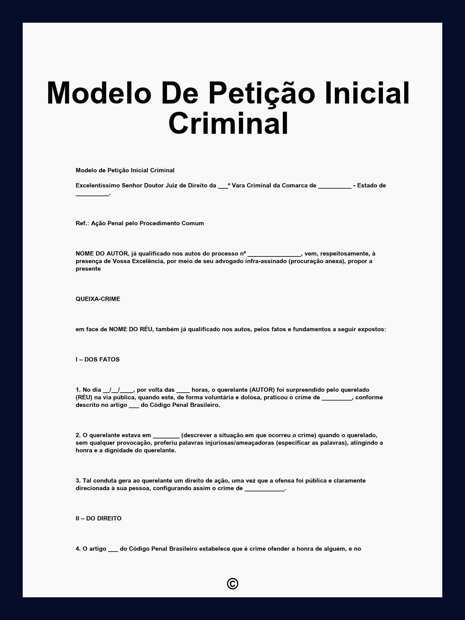 Modelo De Petição Inicial Criminal