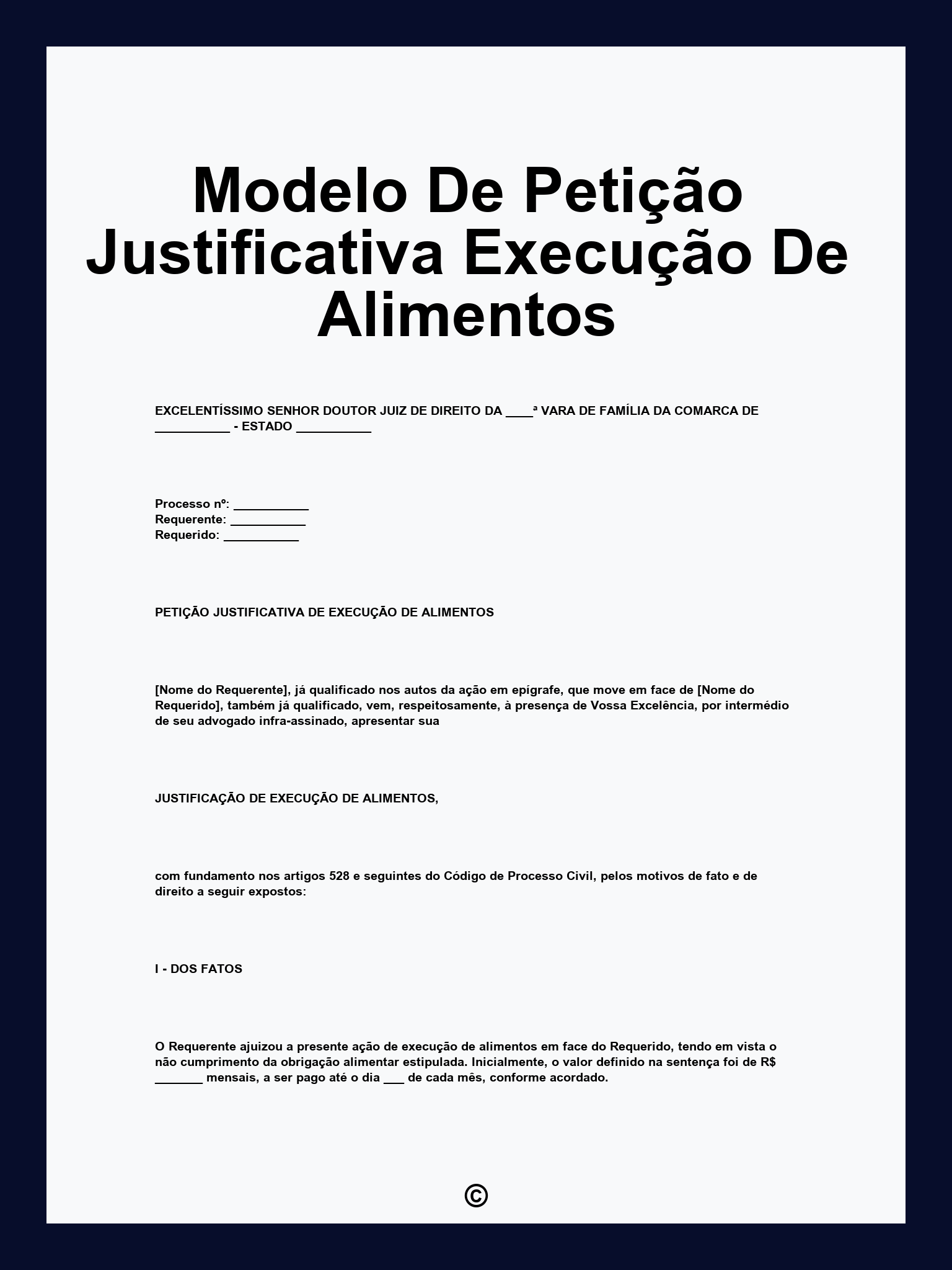 Modelo De Petição Justificativa Execução De Alimentos