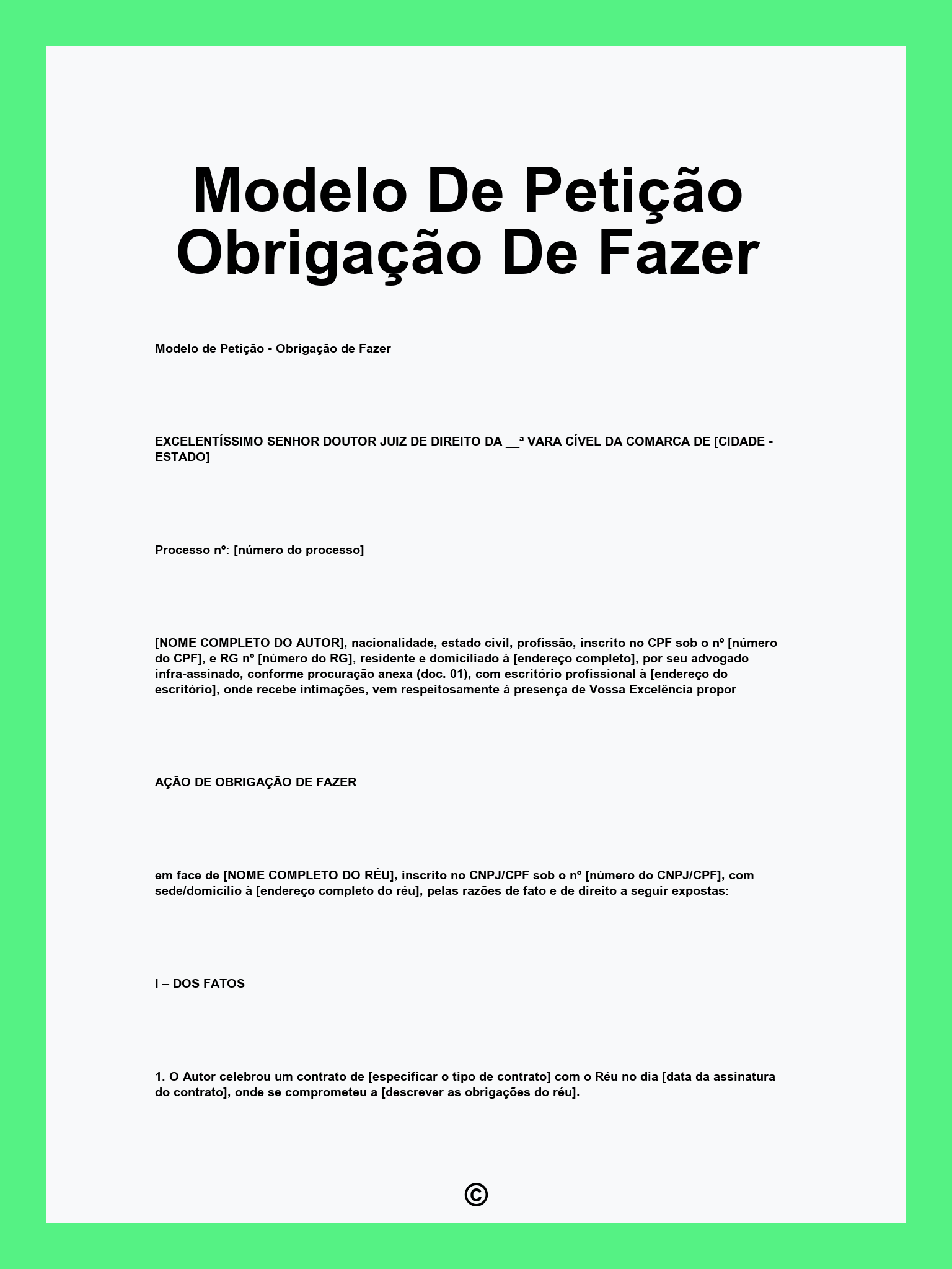 Modelo De Petição Obrigação De Fazer