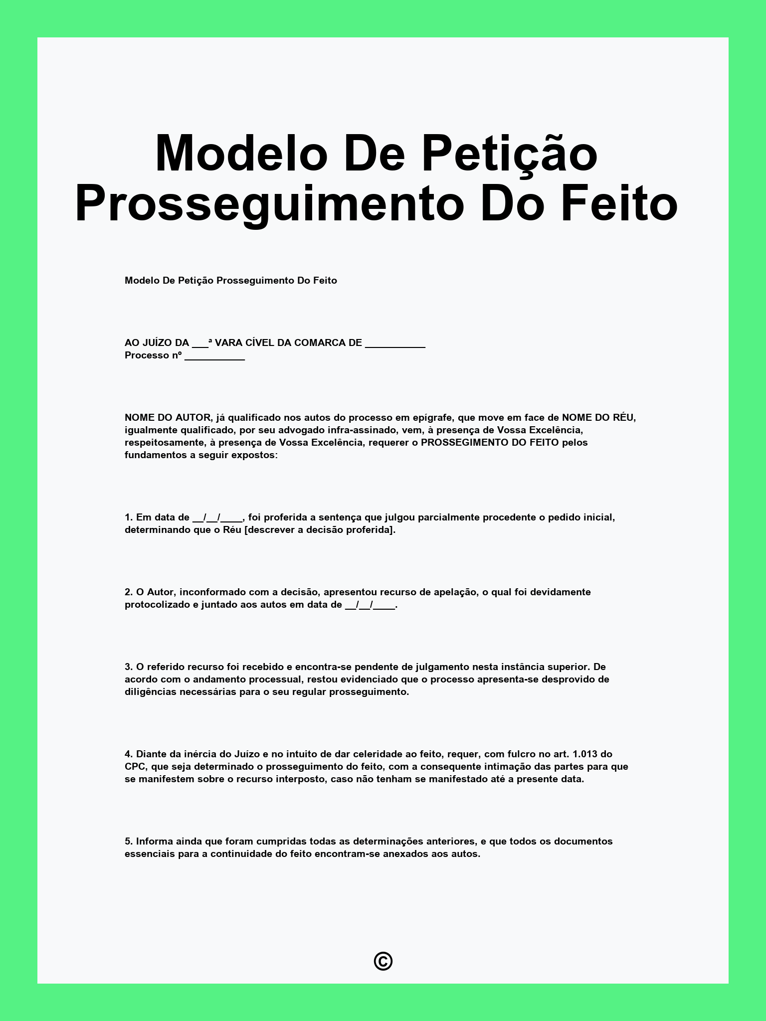 Modelo De Petição Prosseguimento Do Feito