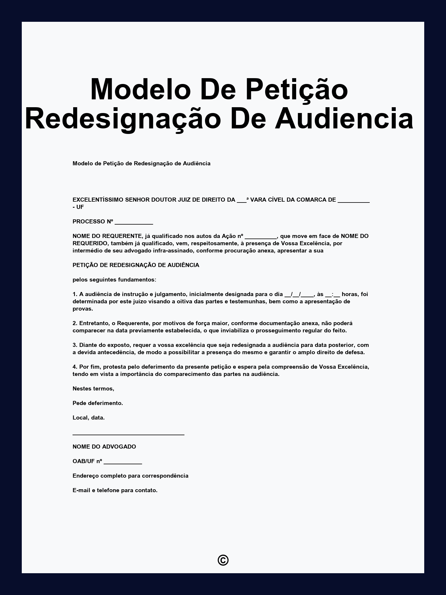 Modelo De Petição Redesignação De Audiencia