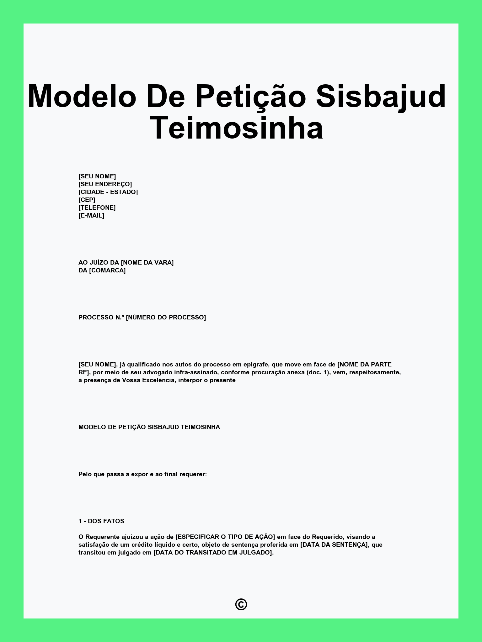 Modelo De Petição Sisbajud Teimosinha