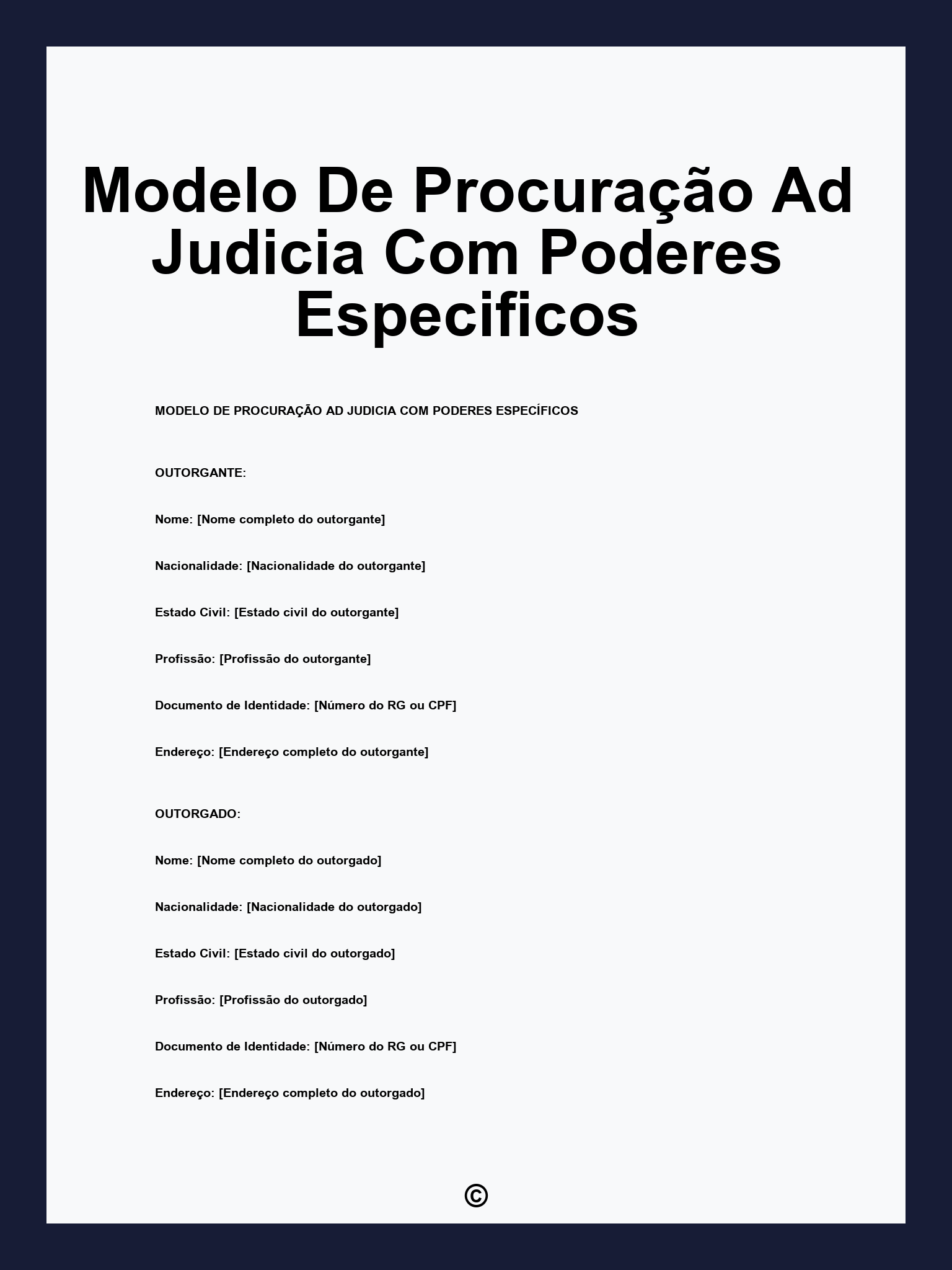 Modelo De Procuração Ad Judicia Com Poderes Especificos