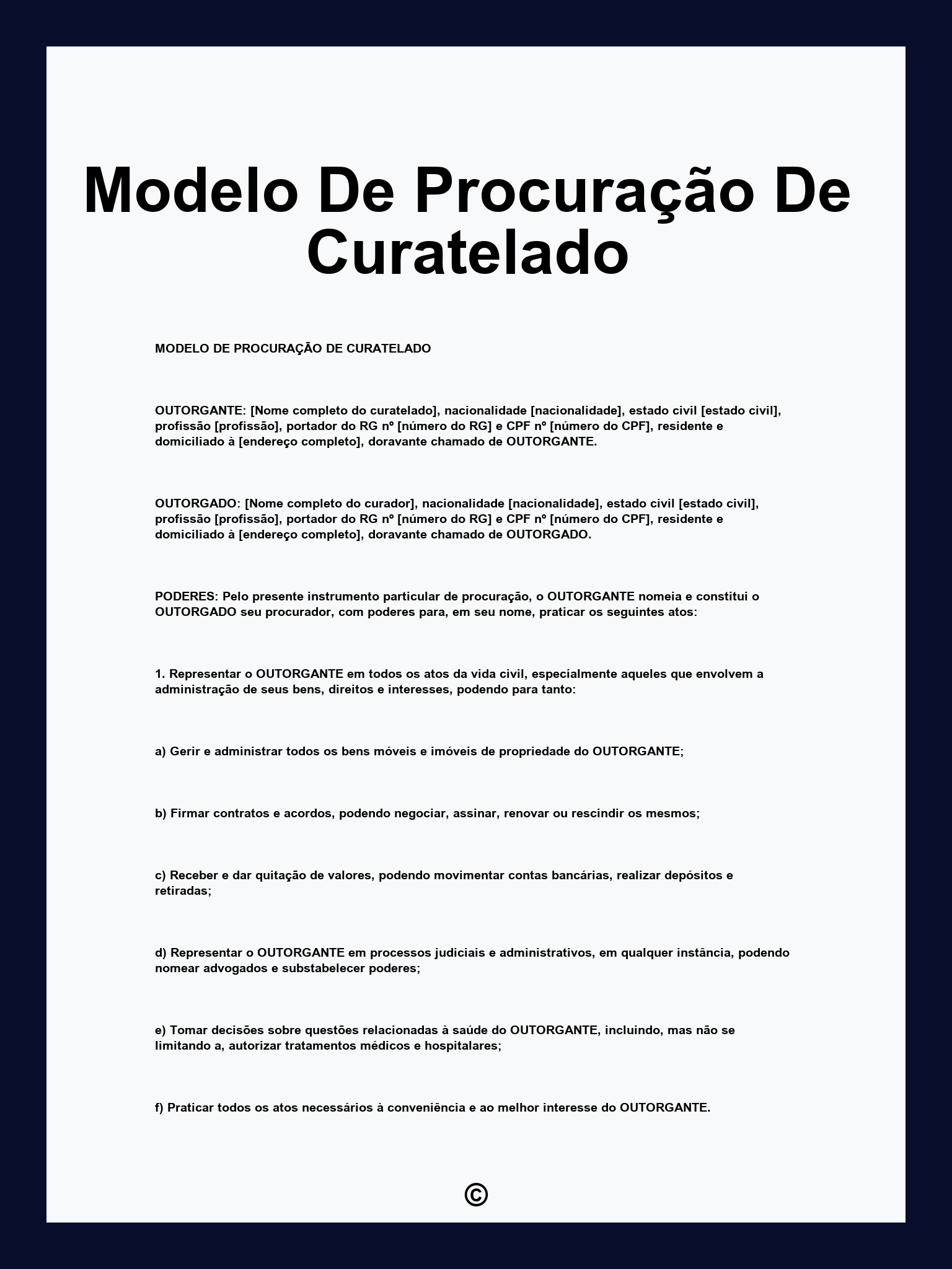 Modelo De Procuração De Curatelado