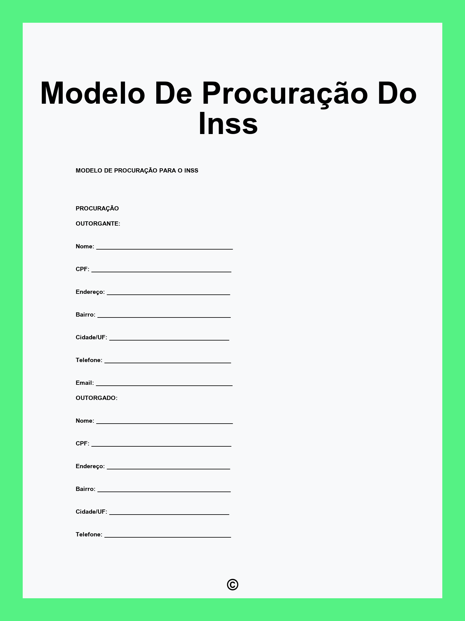 Modelo De Procuração Do Inss