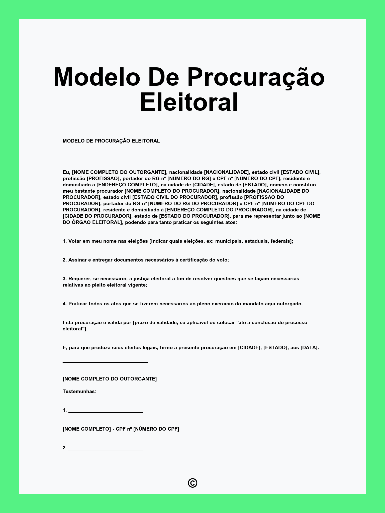 Modelo De Procuração Eleitoral