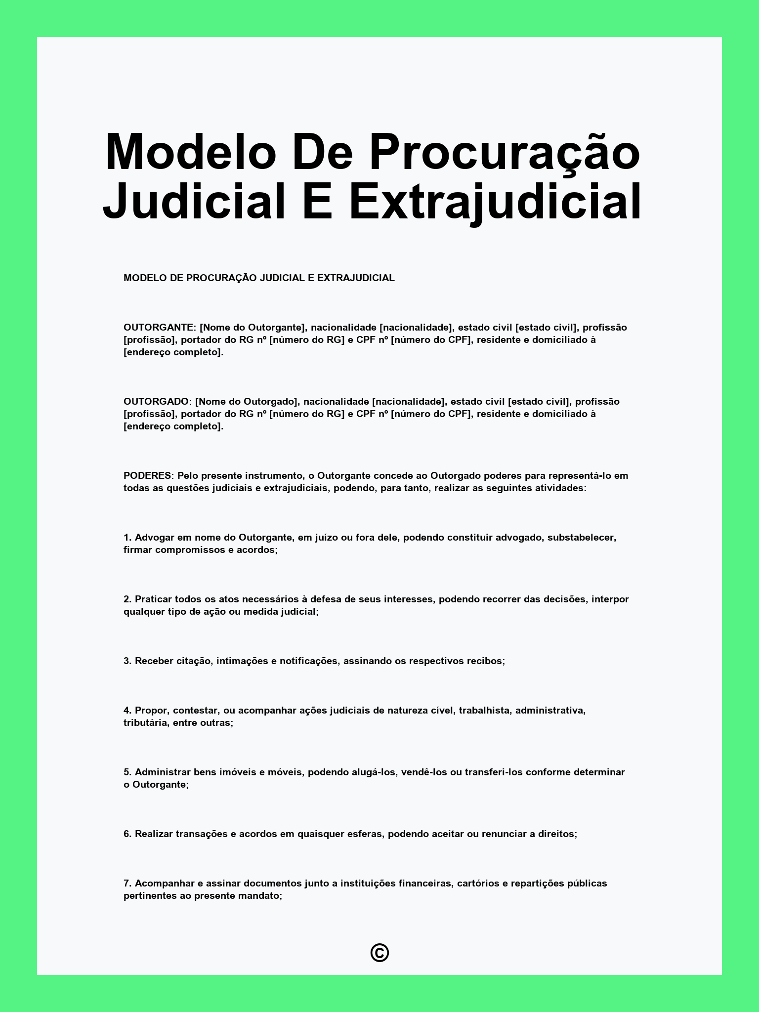 Modelo De Procuração Judicial E Extrajudicial