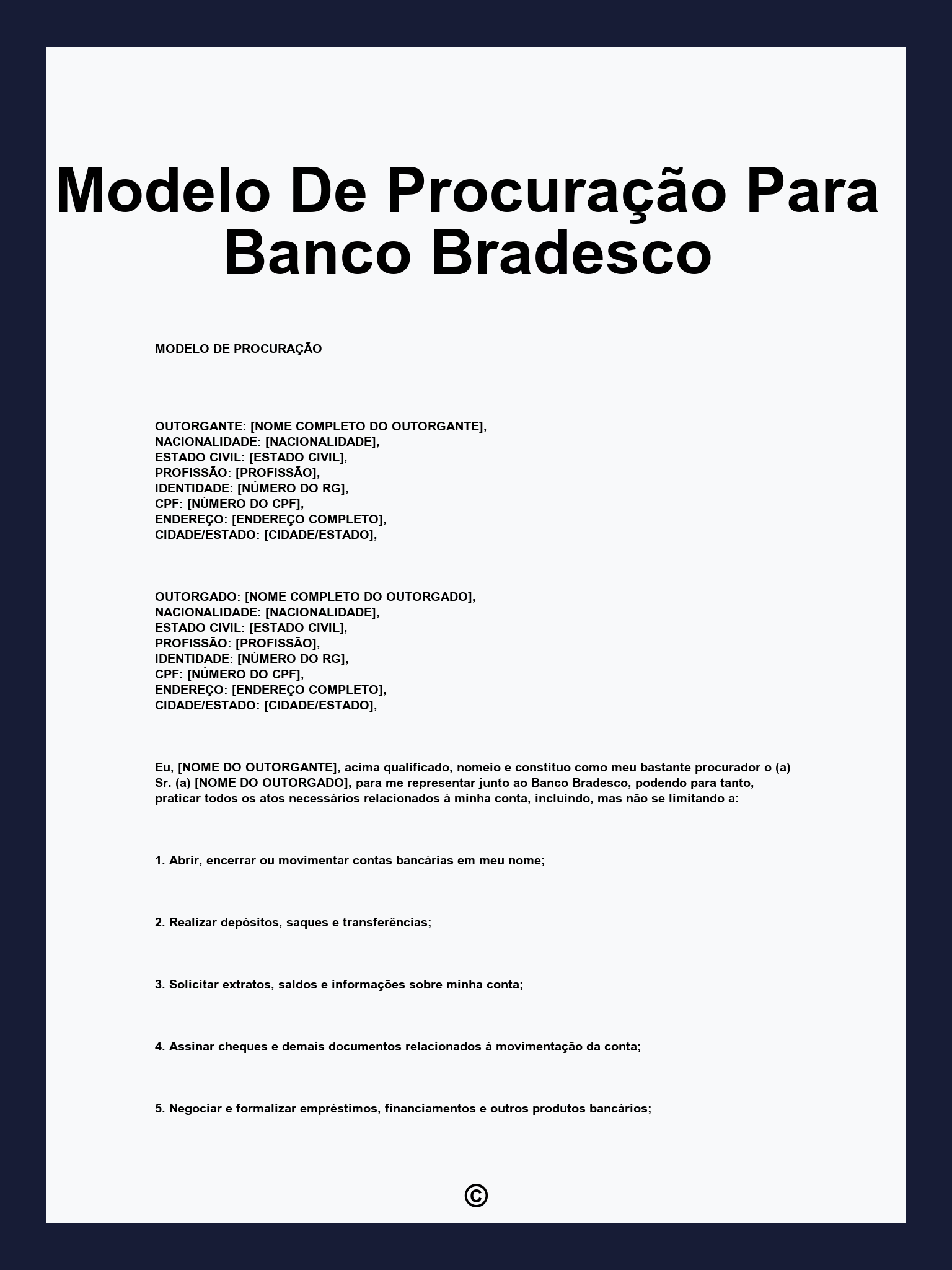 Modelo De Procuração Para Banco Bradesco