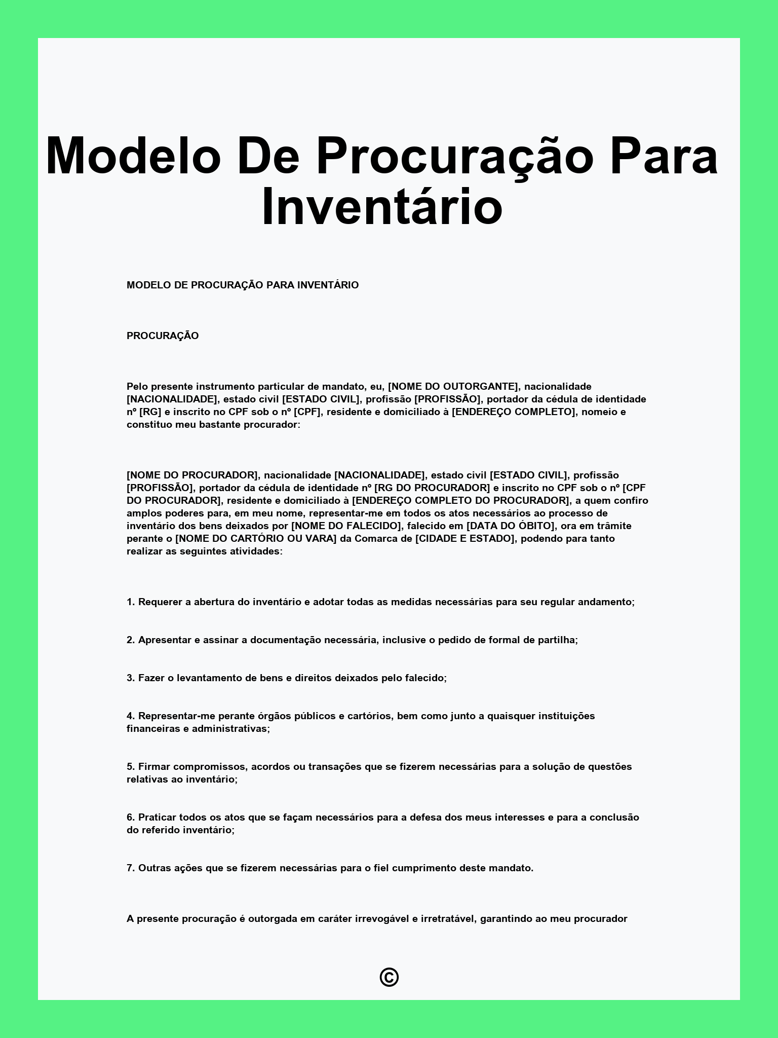 Modelo De Procuração Para Inventário