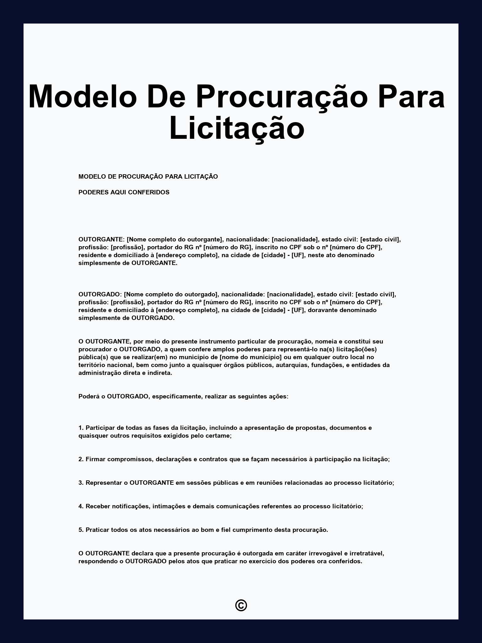 Modelo De Procuração Para Licitação