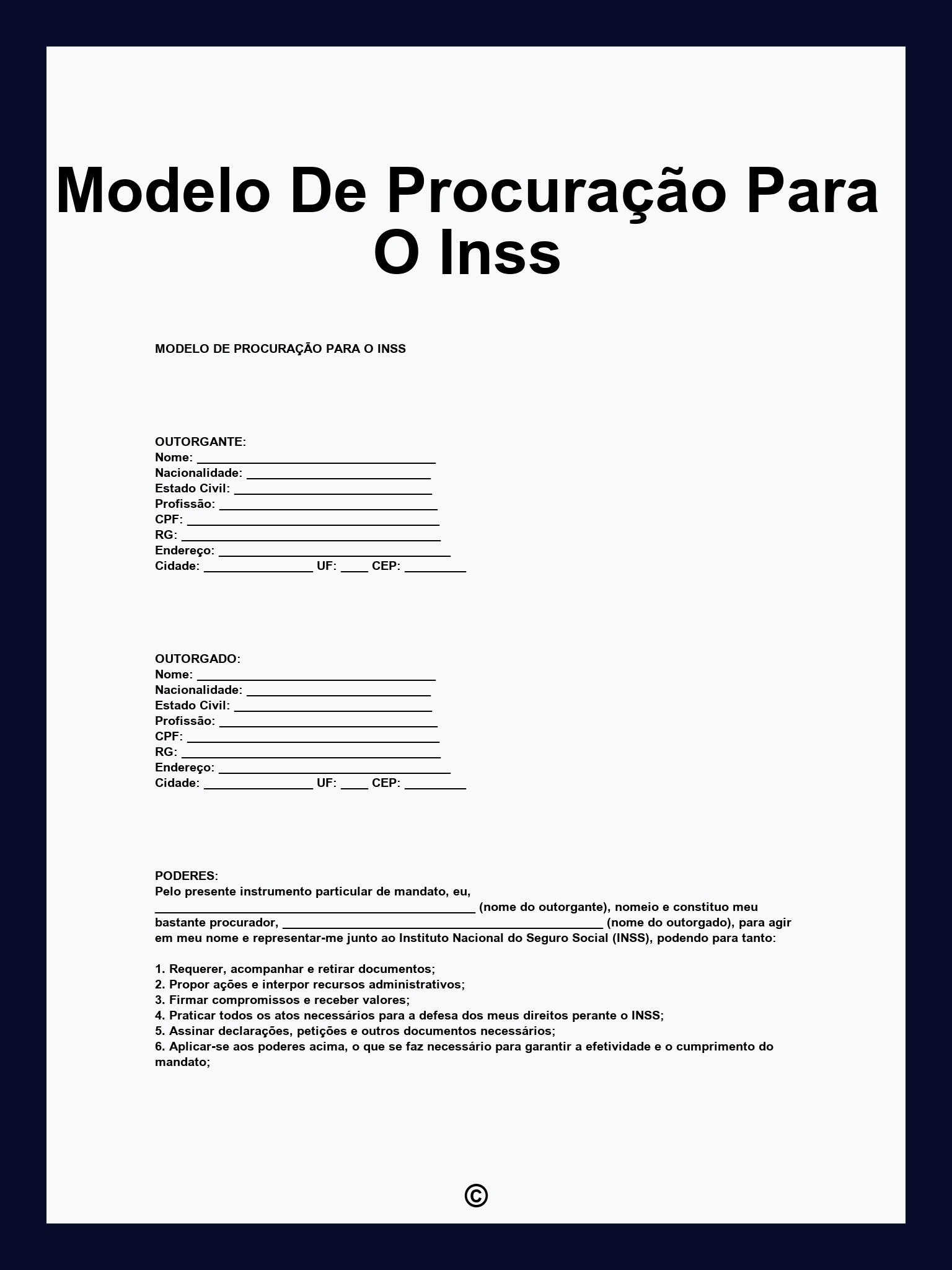 Modelo De Procuração Para O Inss