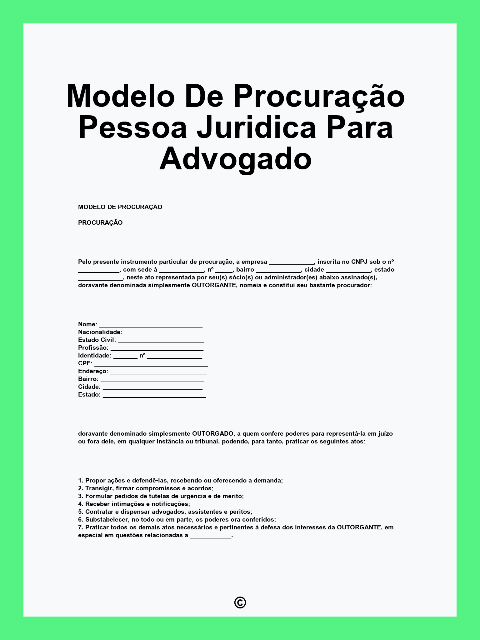Modelo De Procuração Pessoa Juridica Para Advogado