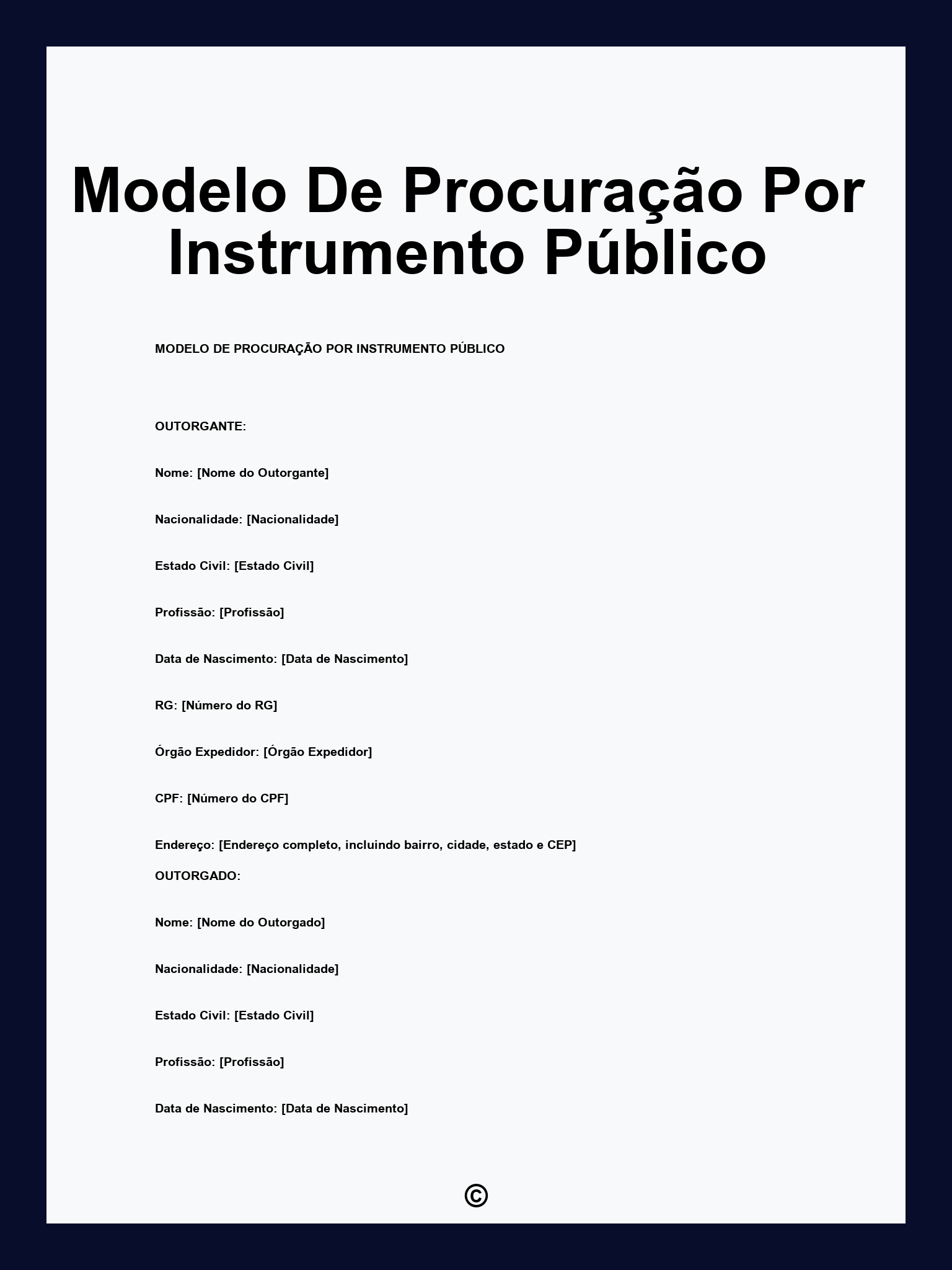 Modelo De Procuração Por Instrumento Público