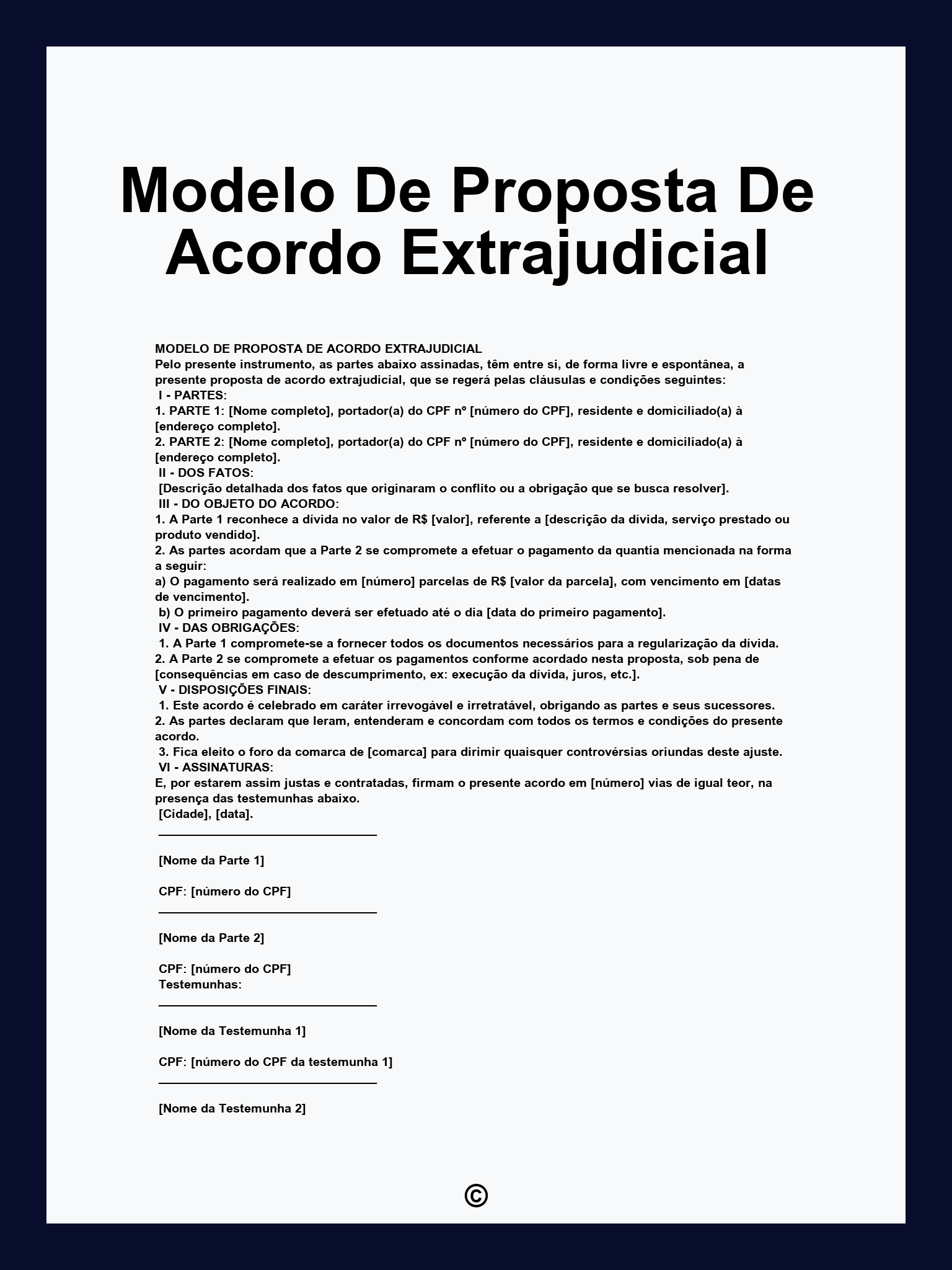 Modelo De Proposta De Acordo Extrajudicial