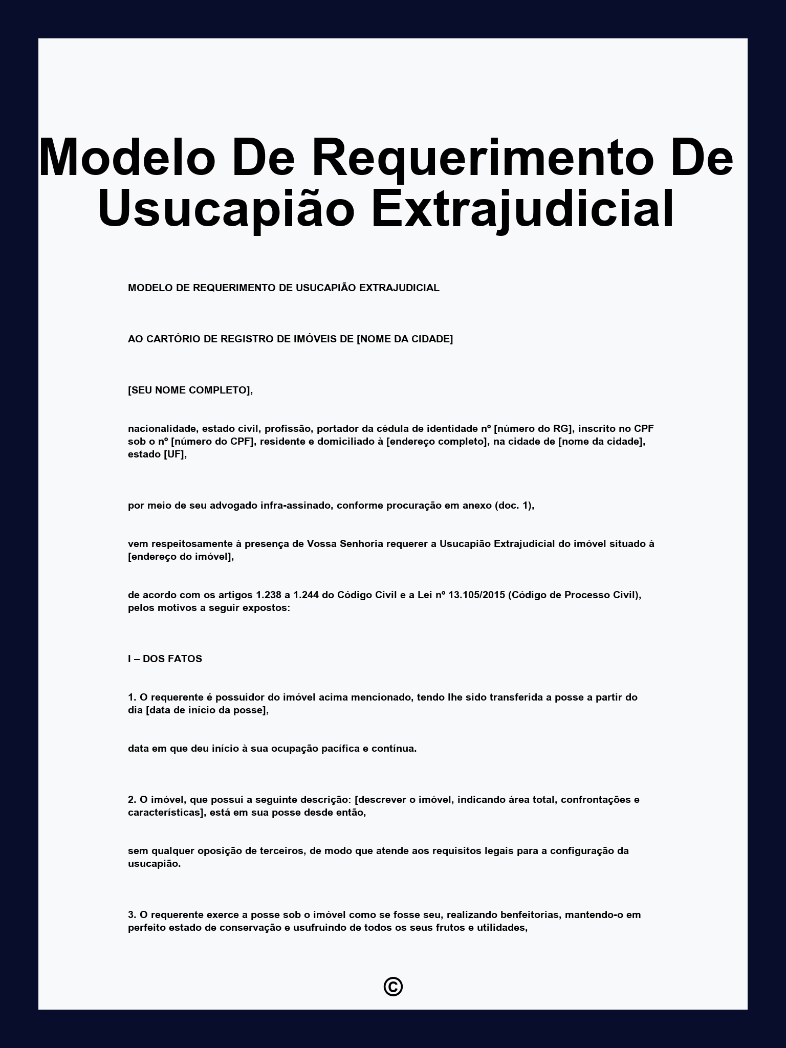 Modelo De Requerimento De Usucapião Extrajudicial