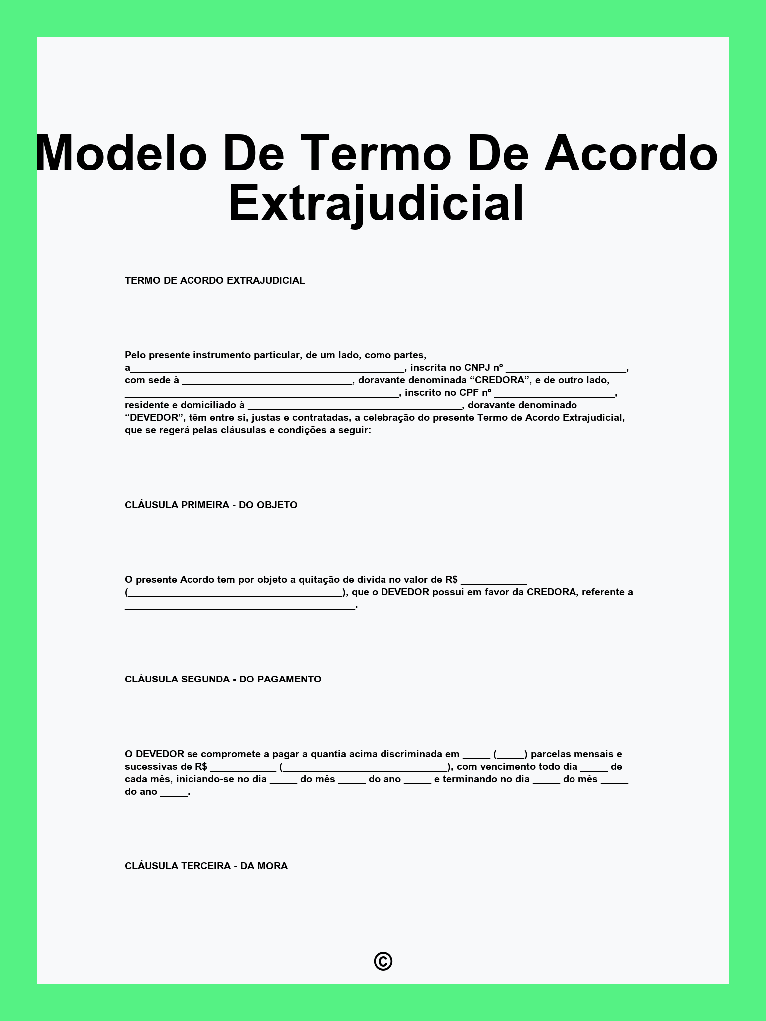 Modelo De Termo De Acordo Extrajudicial