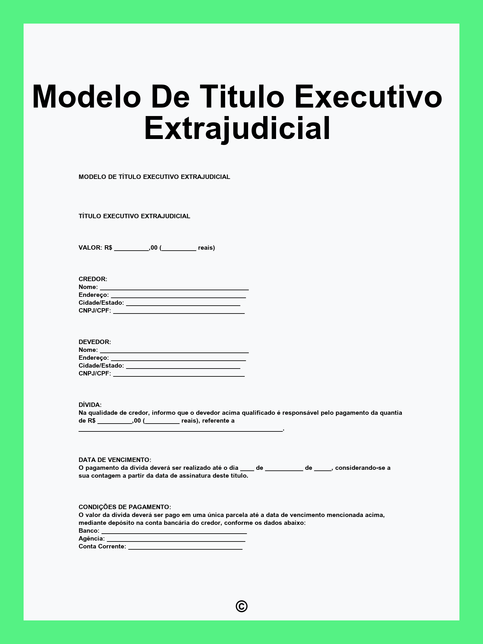 Modelo De Titulo Executivo Extrajudicial