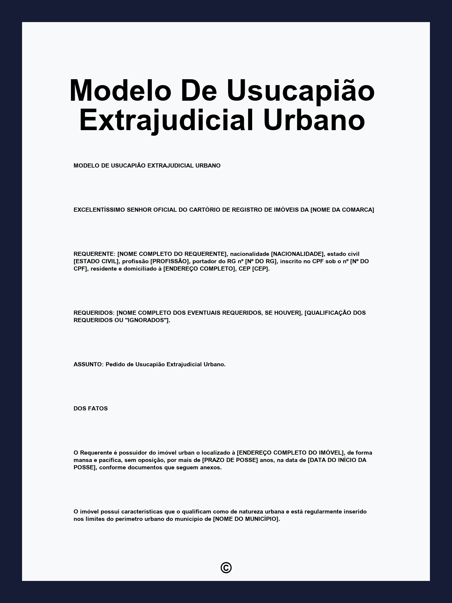 Modelo De Usucapião Extrajudicial Urbano