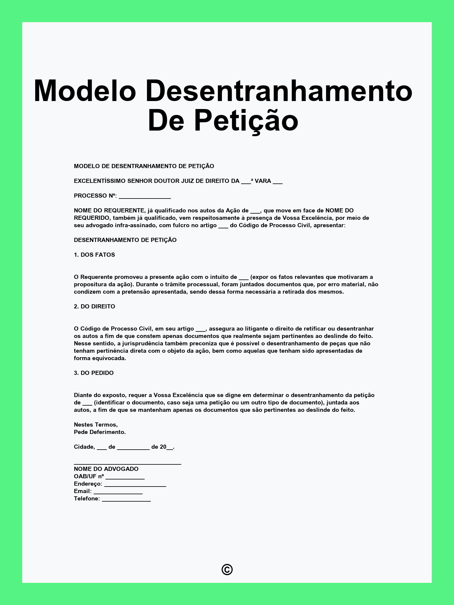 Modelo Desentranhamento De Petição