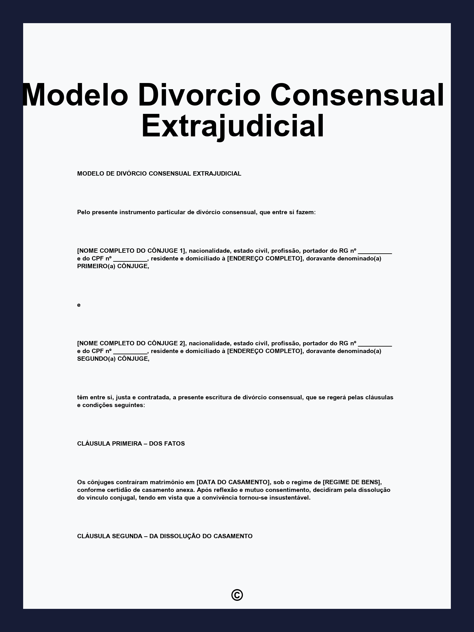 Modelo Divorcio Consensual Extrajudicial