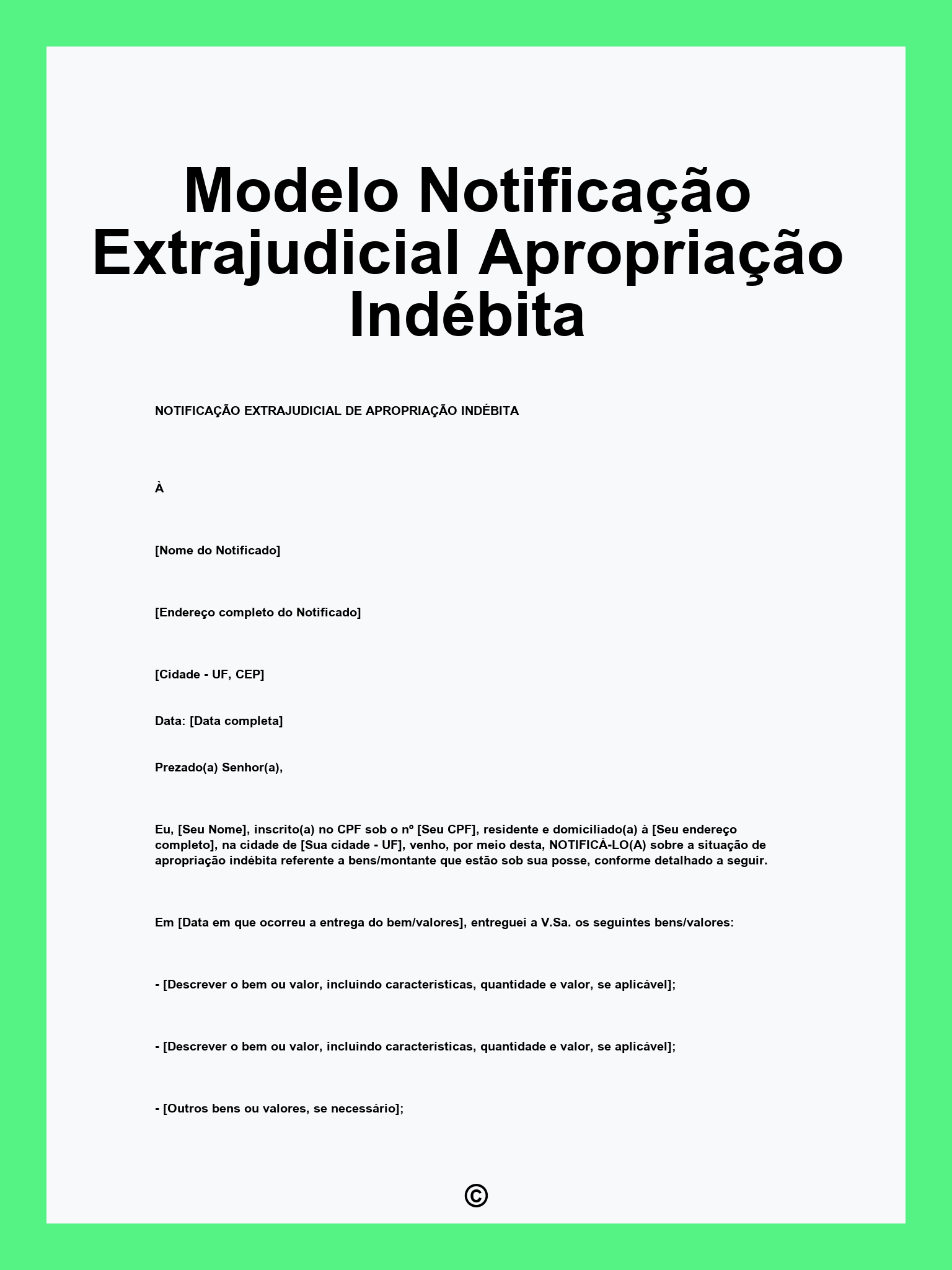 Modelo Notificação Extrajudicial Apropriação Indébita