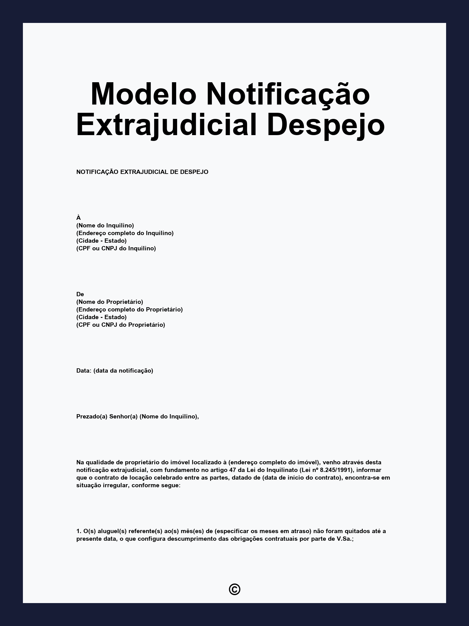 Modelo Notificação Extrajudicial Despejo
