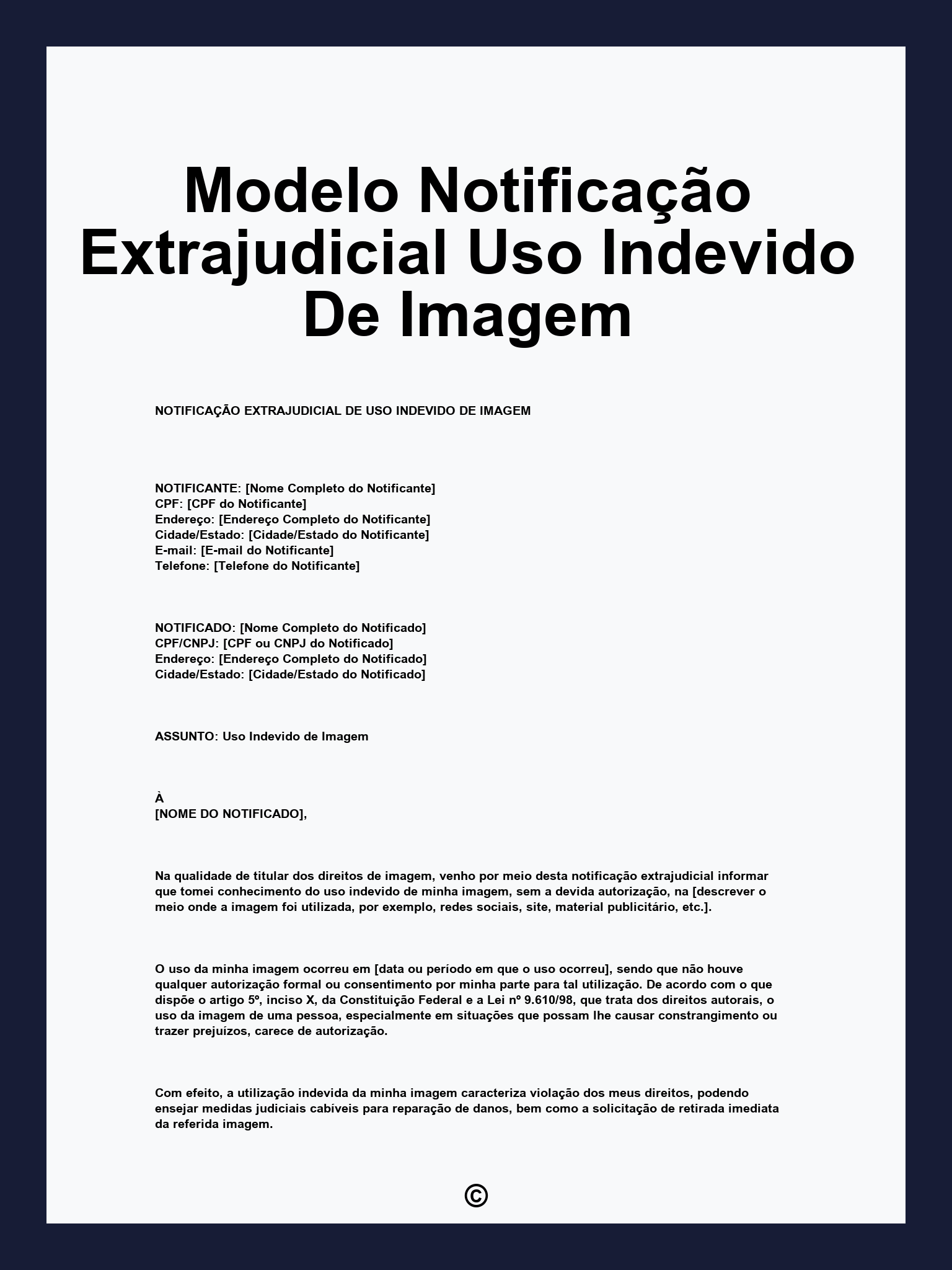 Modelo Notificação Extrajudicial Uso Indevido De Imagem