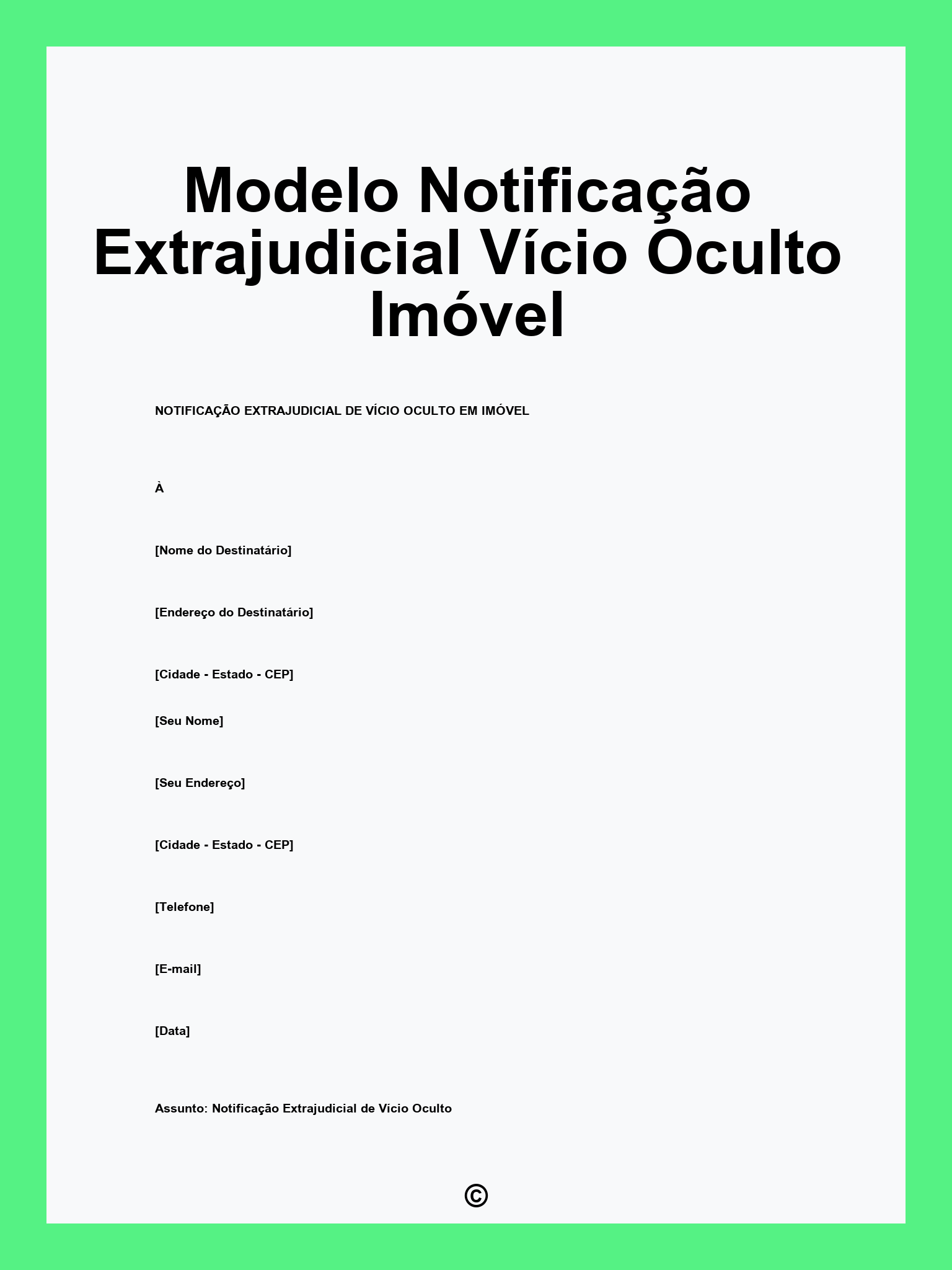 Modelo Notificação Extrajudicial Vício Oculto Imóvel