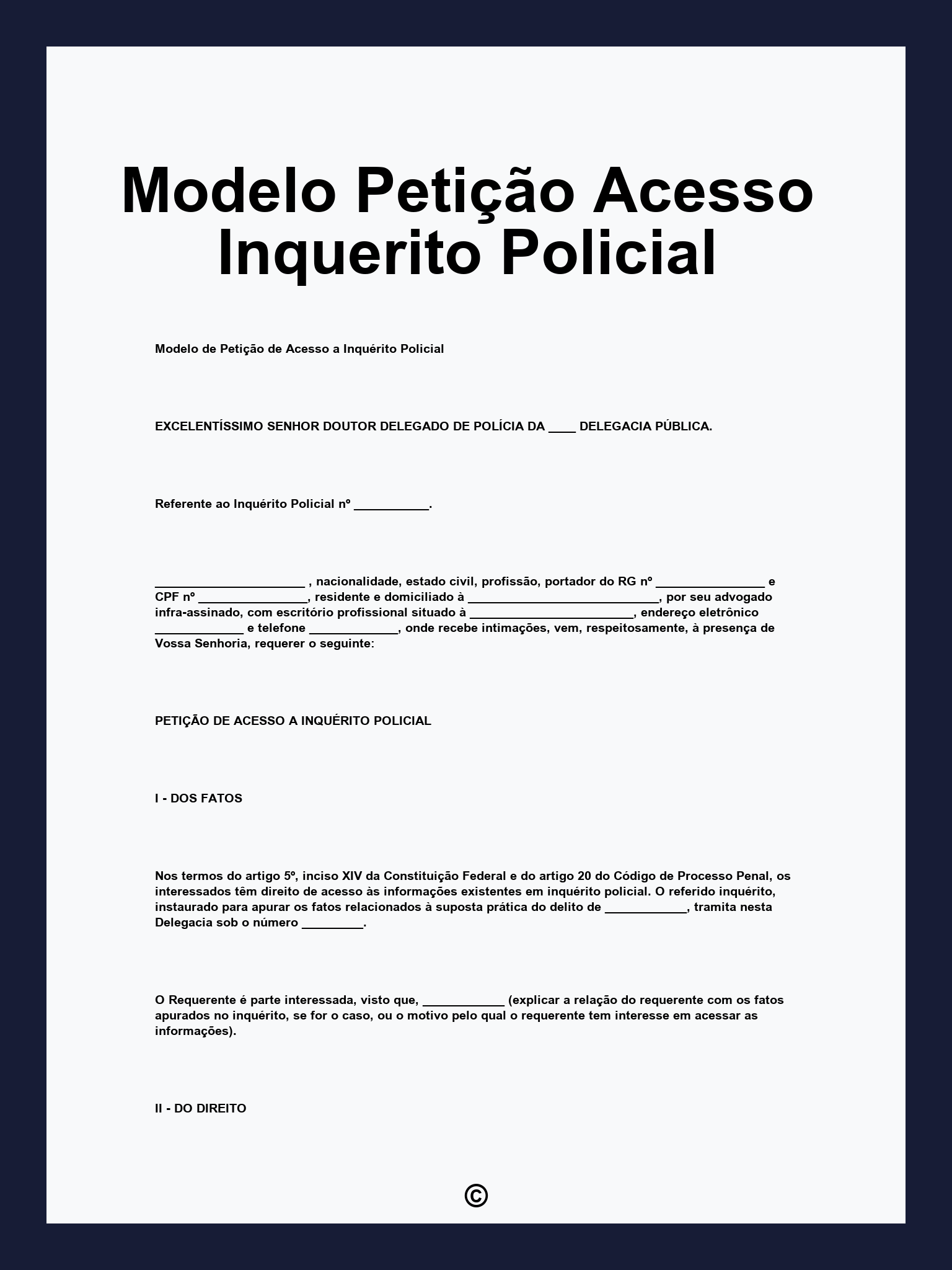 Modelo Petição Acesso Inquerito Policial