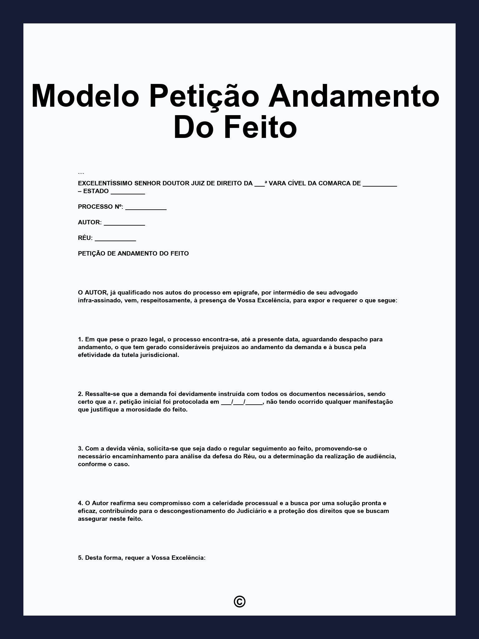 Modelo Petição Andamento Do Feito
