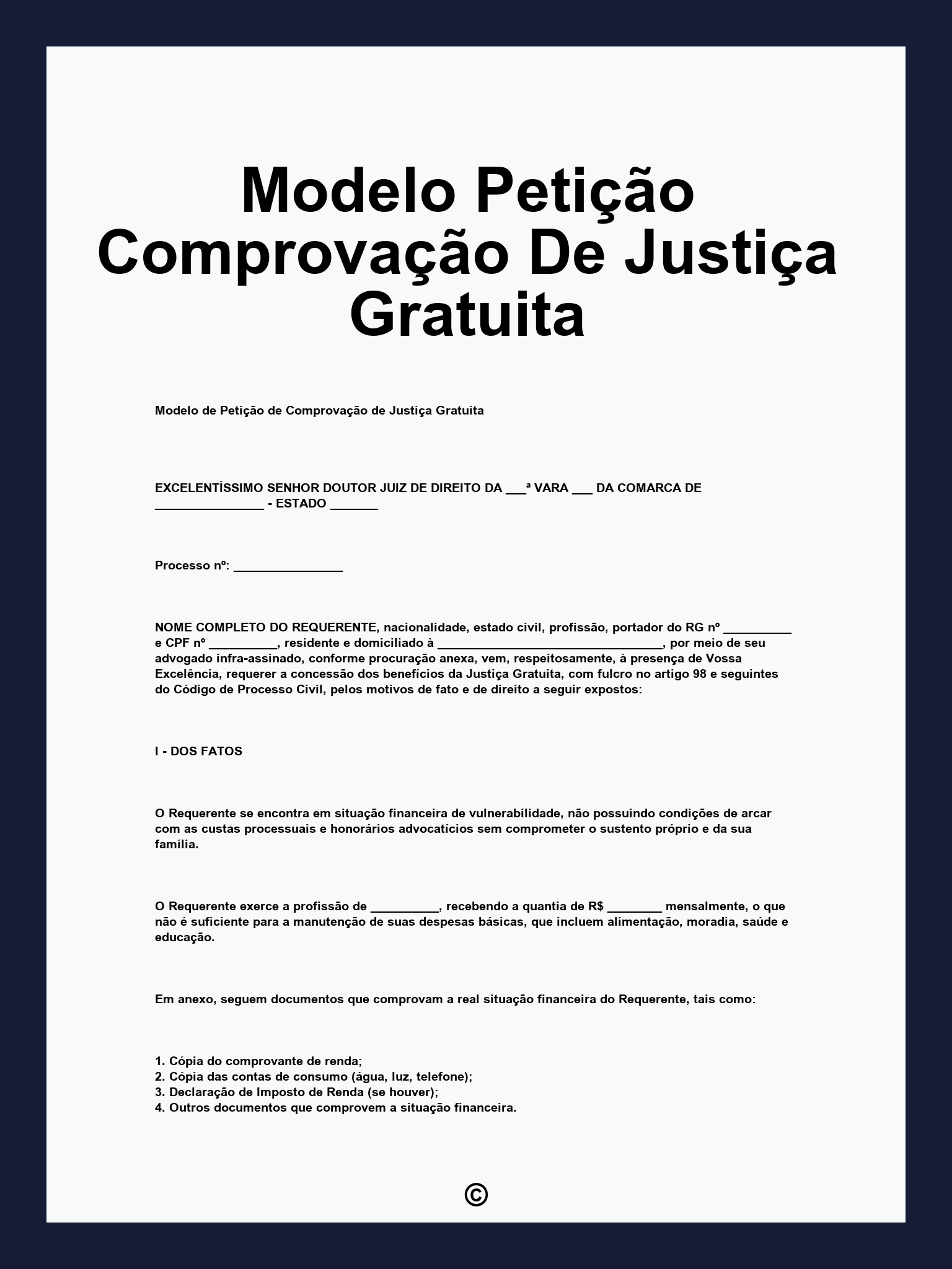 Modelo Petição Comprovação De Justiça Gratuita