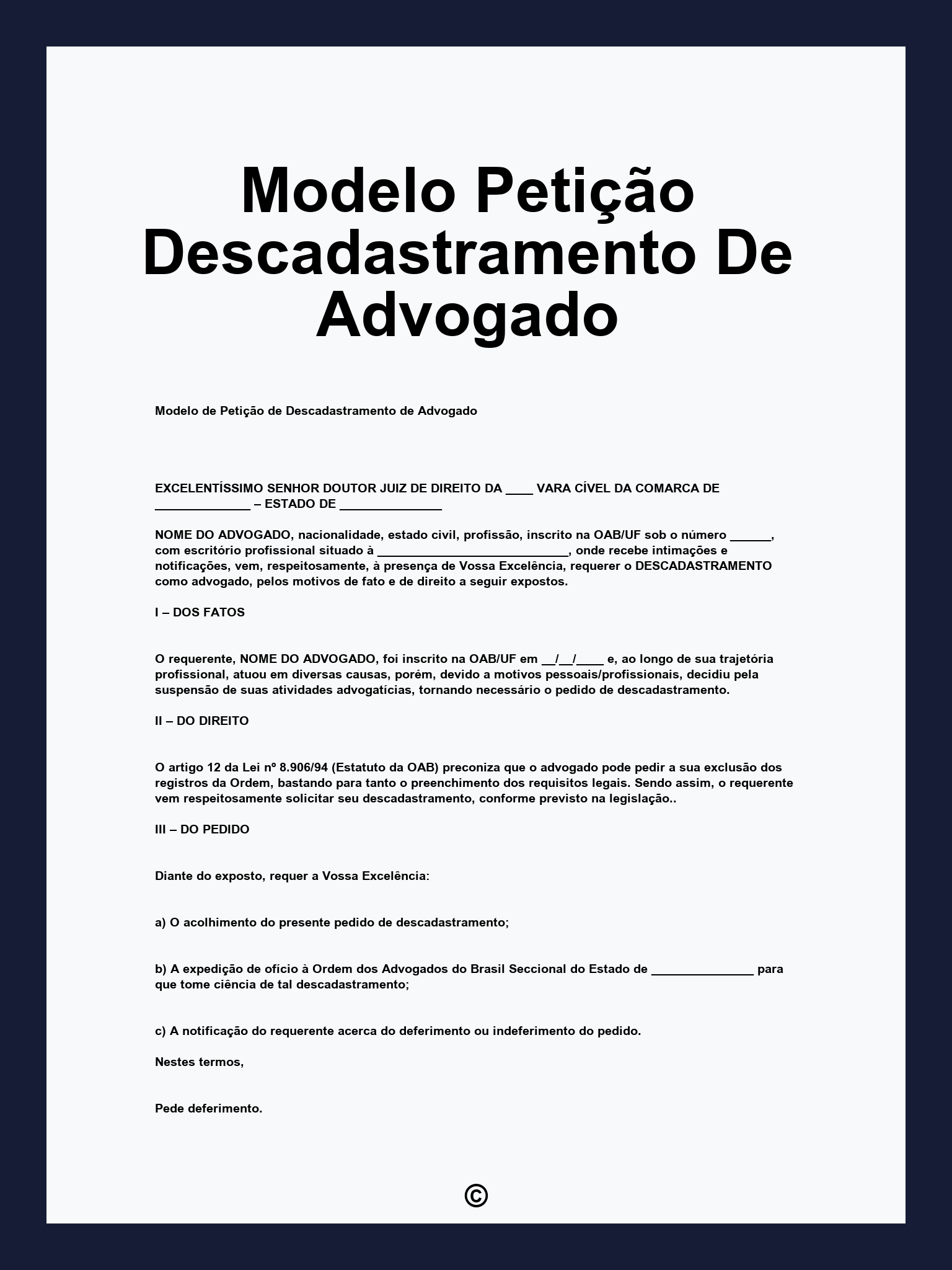 Modelo Petição Descadastramento De Advogado