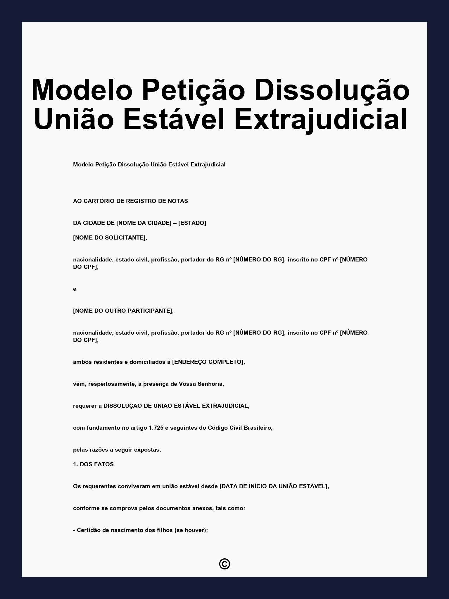 Modelo Petição Dissolução União Estável Extrajudicial