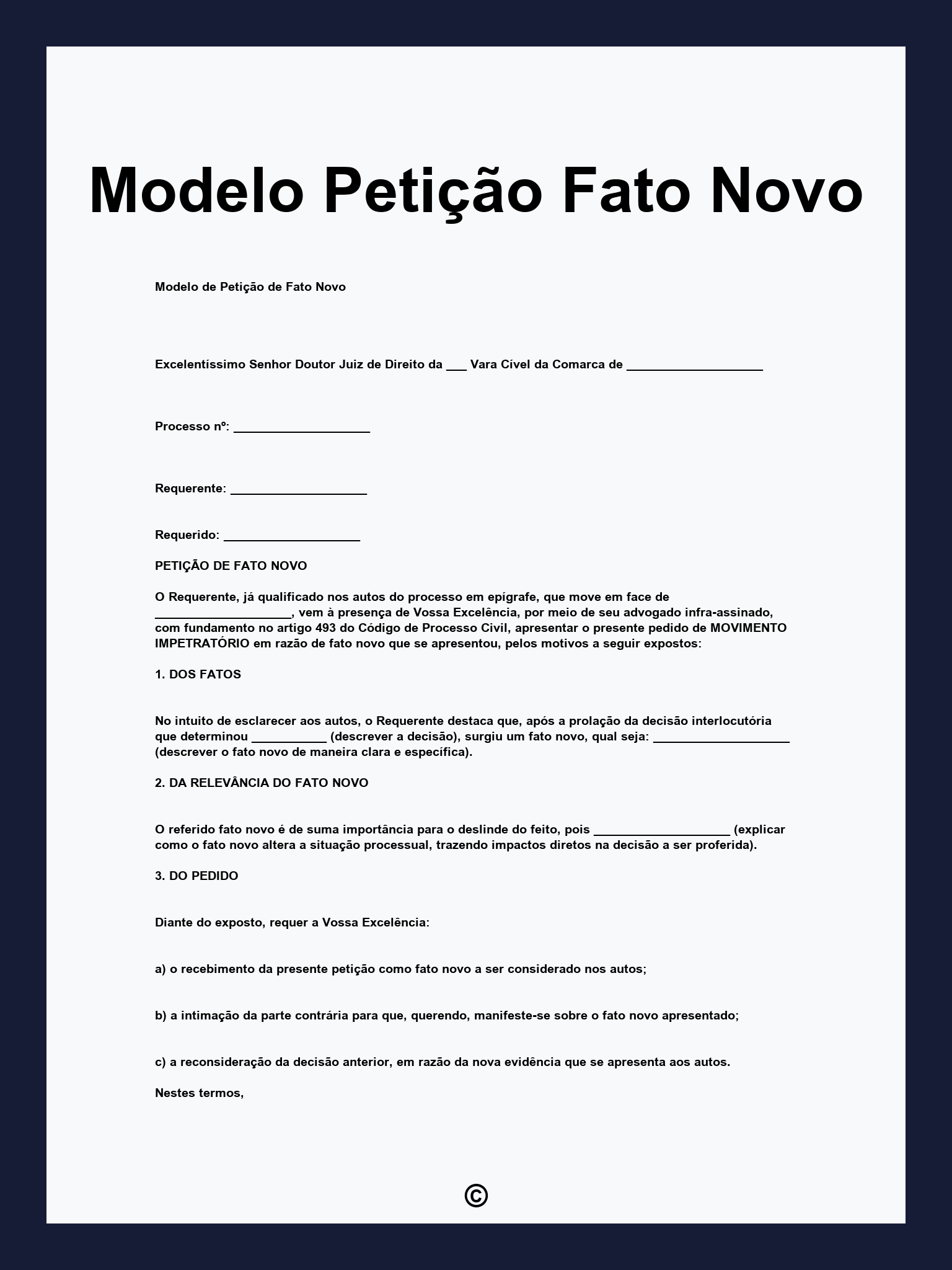 Modelo Petição Fato Novo