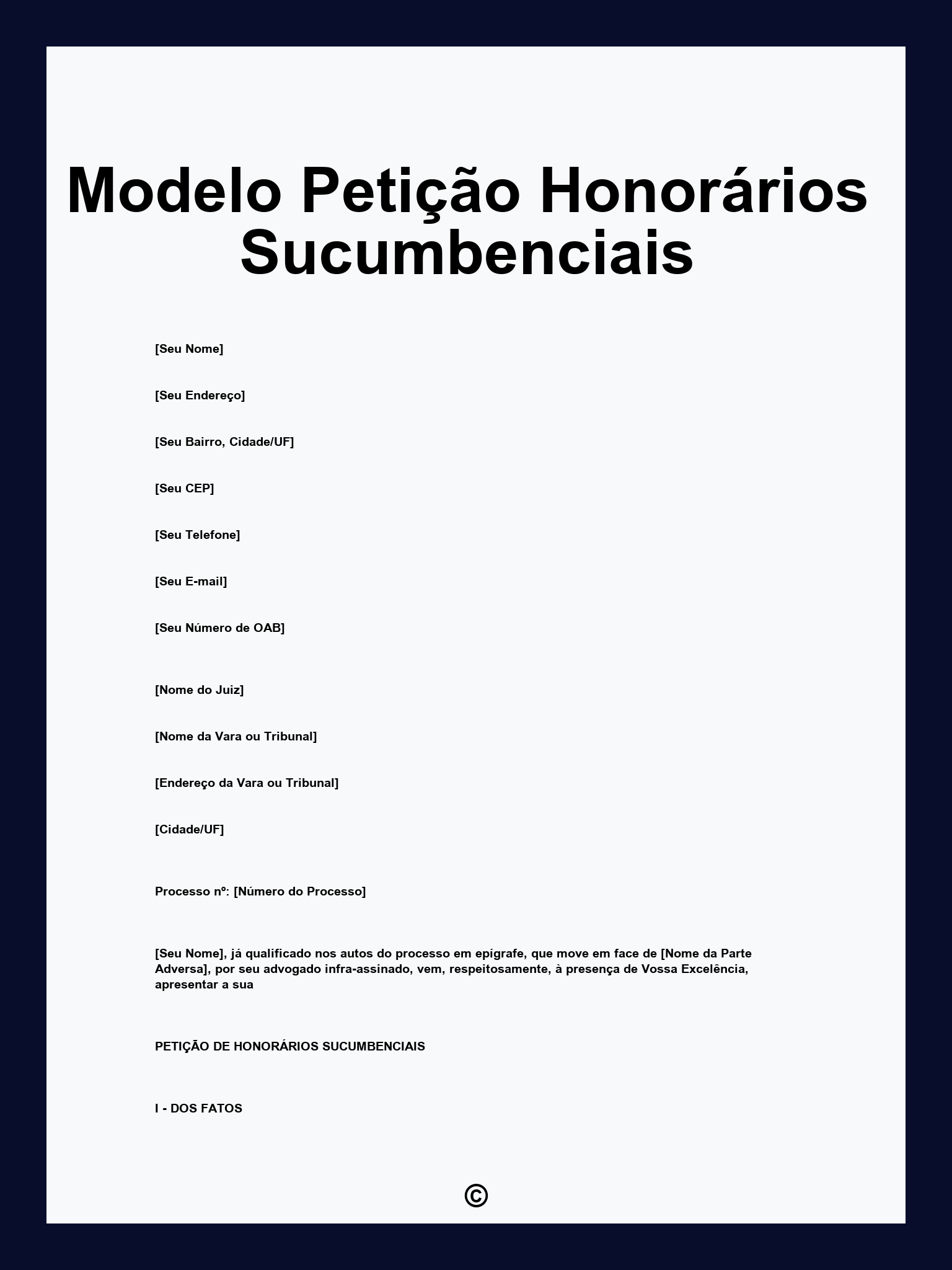 Modelo Petição Honorários Sucumbenciais